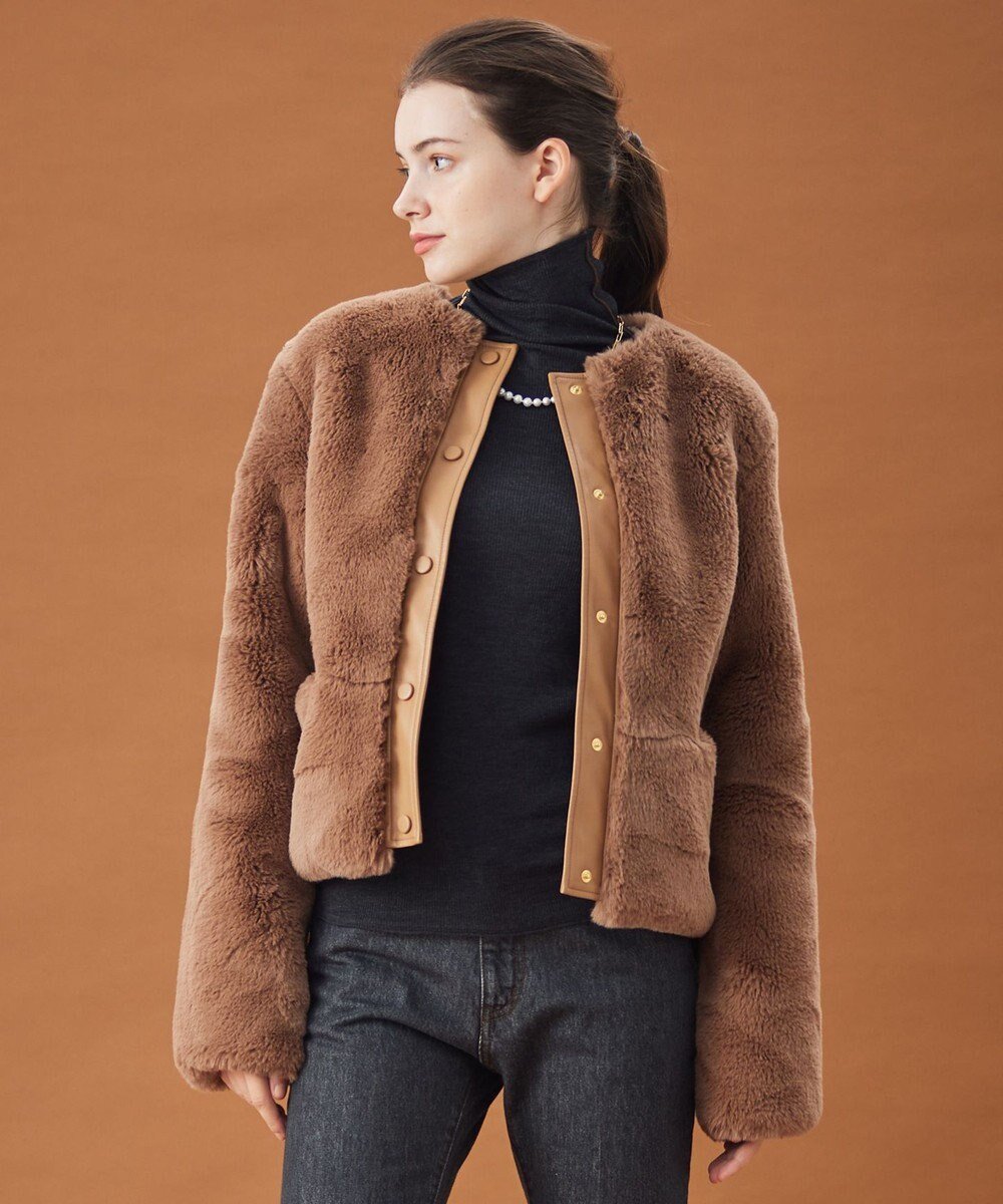 【ベイジ,/BEIGE,】のRAMBUTEAU / ファーブルゾン インテリア・キッズ・メンズ・レディースファッション・服の通販 founy(ファニー) 　ファッション　Fashion　レディースファッション　Fashion for Women　アウター　Coat / Outerwear Collection　レディースジャケット・軽アウター　Jackets　ブルゾンジャケット・スポーティアウター　Blouson Jackets　おすすめ　Recommended / Our Picks　インナー　Innerwear　コンパクト　Compact, Small Size　ジャケット　Jacket, Outerwear　フェイクファー　Faux Fur, Imitation Fur　フェイクレザー　Faux Leather, PU Leather　ブルゾン　Blouson, Bomber Jacket　リアル　Real, Realistic　A/W・秋冬　Autumn/Winter　Camel|ID: prp329100004674472 ipo3291000000033781590