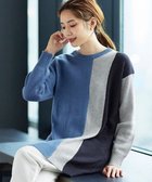 【ティアクラッセ/Tiaclasse】の【洗える】配色ニットチュニック ブルー|ID: prp329100004674507 ipo3291000000033781740