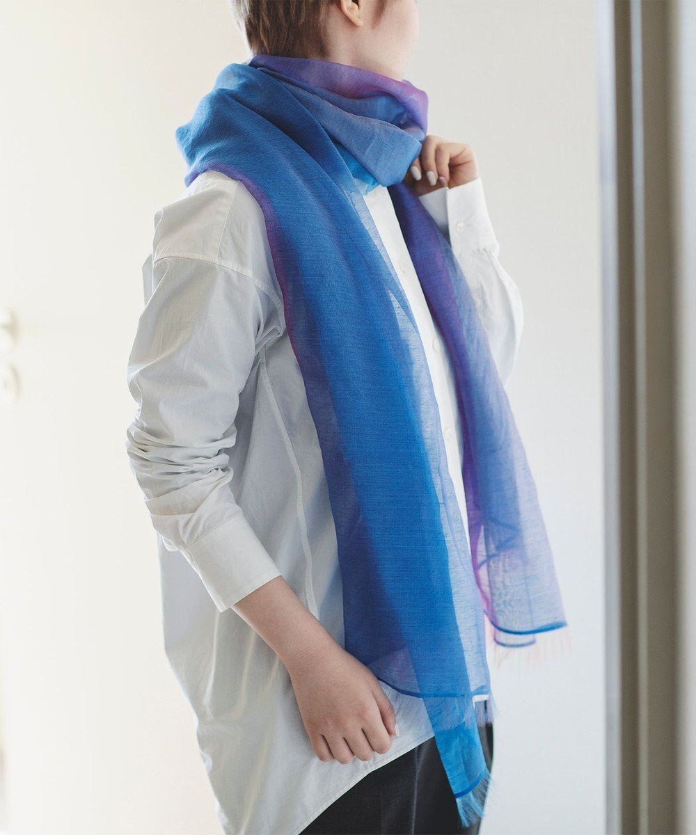 【ムトウ/muto】の【シルクカシミヤ】GOKUSAI ストール インテリア・キッズ・メンズ・レディースファッション・服の通販 founy(ファニー) 　ファッション　Fashion　レディースファッション　Fashion for Women　グラデーション　Gradient, Ombre　シャンブレー　Chambray, Denim-Like Fabric　ショール　Shawl, Wrap　シルク　Silk, 100% Silk　ストール　Stole, Wrap　A/W・秋冬　Autumn/Winter　S/S・春夏　SS, Spring/Summer, Warm Season　おすすめ　Recommended / Our Picks　夏　Summer　gokusai blue|ID: prp329100004674526 ipo3291000000033781816