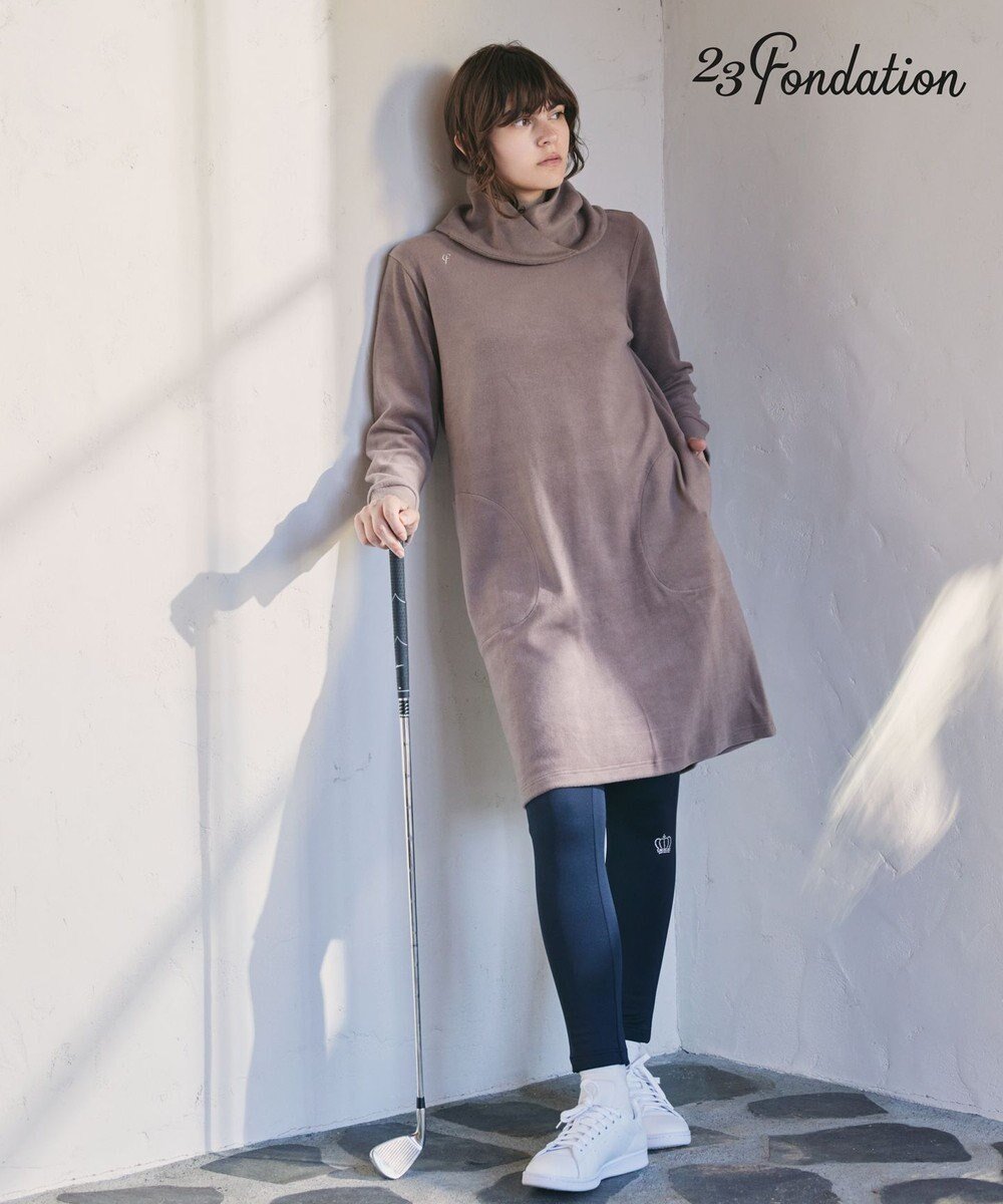 【23区 ゴルフ/NIJYUSANKU GOLF】の取り外し可能なスヌード付き【23Fondation/WOMEN】【吸湿発熱】フーディー風 ワンピース インテリア・キッズ・メンズ・レディースファッション・服の通販 founy(ファニー) 　ファッション　Fashion　レディースファッション　Fashion for Women　ワンピース　Dresses　おすすめ　Recommended / Our Picks　ゴルフ　Golf　スヌード　Snood, Infinity Scarf　ポケット　Pocket, Pocket Detail　リラックス　Relax, Relaxed Fit　旅行　Travel　A/W・秋冬　Autumn/Winter　ベージュ系|ID: prp329100004674532 ipo3291000000034348137