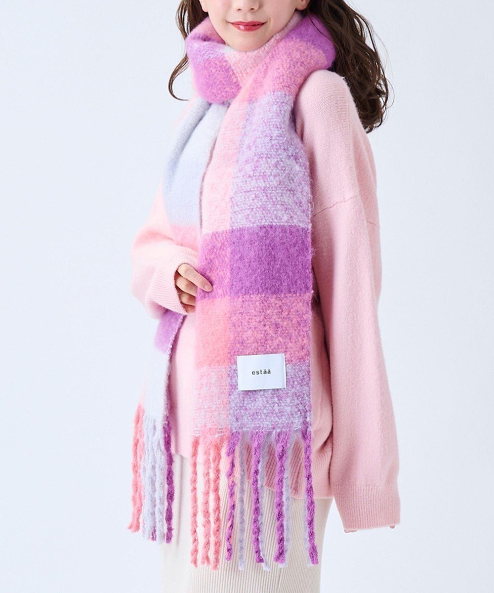 【ムーンバット/MOONBAT】のestaa ボリュームマフラー カラーブロック/手洗い可 インテリア・キッズ・メンズ・レディースファッション・服の通販 founy(ファニー) 　雑誌掲載アイテム　Magazine Picks & Fashion Features　ファッション雑誌　Fashion Magazines　マキア　MAQUIA　ファッション　Fashion　レディースファッション　Fashion for Women　マフラー・スヌード / 冬小物の定番　Scarves & Mufflers　12月号　December Issue　スヌード　Snood, Infinity Scarf　チェック　Check, Plaid, Tartan　ブロック　Block, Solid Block Pattern　マフラー　Scarf, Muffler　傘　Umbrella, Parasol　A/W・秋冬　Autumn/Winter　雑誌　Magazine, Fashion Magazine　ペールピンク|ID: prp329100004674540 ipo3291000000035395341