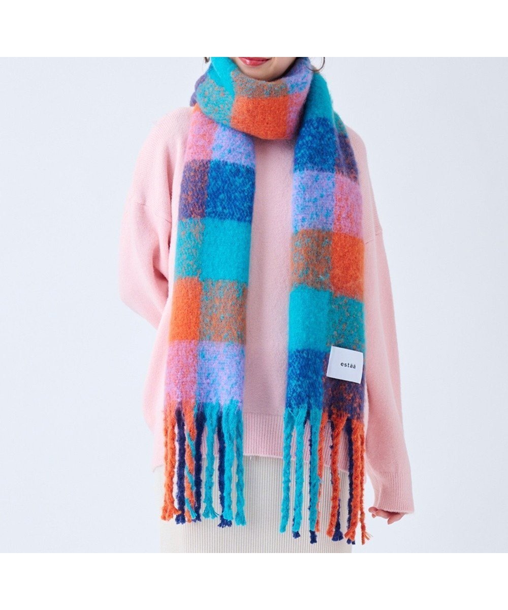 【ムーンバット/MOONBAT】のestaa ボリュームマフラー カラーブロック/手洗い可 インテリア・キッズ・メンズ・レディースファッション・服の通販 founy(ファニー) 　雑誌掲載アイテム　Magazine Picks & Fashion Features　ファッション雑誌　Fashion Magazines　マキア　MAQUIA　ファッション　Fashion　レディースファッション　Fashion for Women　マフラー・スヌード / 冬小物の定番　Scarves & Mufflers　12月号　December Issue　スヌード　Snood, Infinity Scarf　チェック　Check, Plaid, Tartan　ブロック　Block, Solid Block Pattern　マフラー　Scarf, Muffler　傘　Umbrella, Parasol　A/W・秋冬　Autumn/Winter　雑誌　Magazine, Fashion Magazine　スカイブルー|ID: prp329100004674540 ipo3291000000035395345