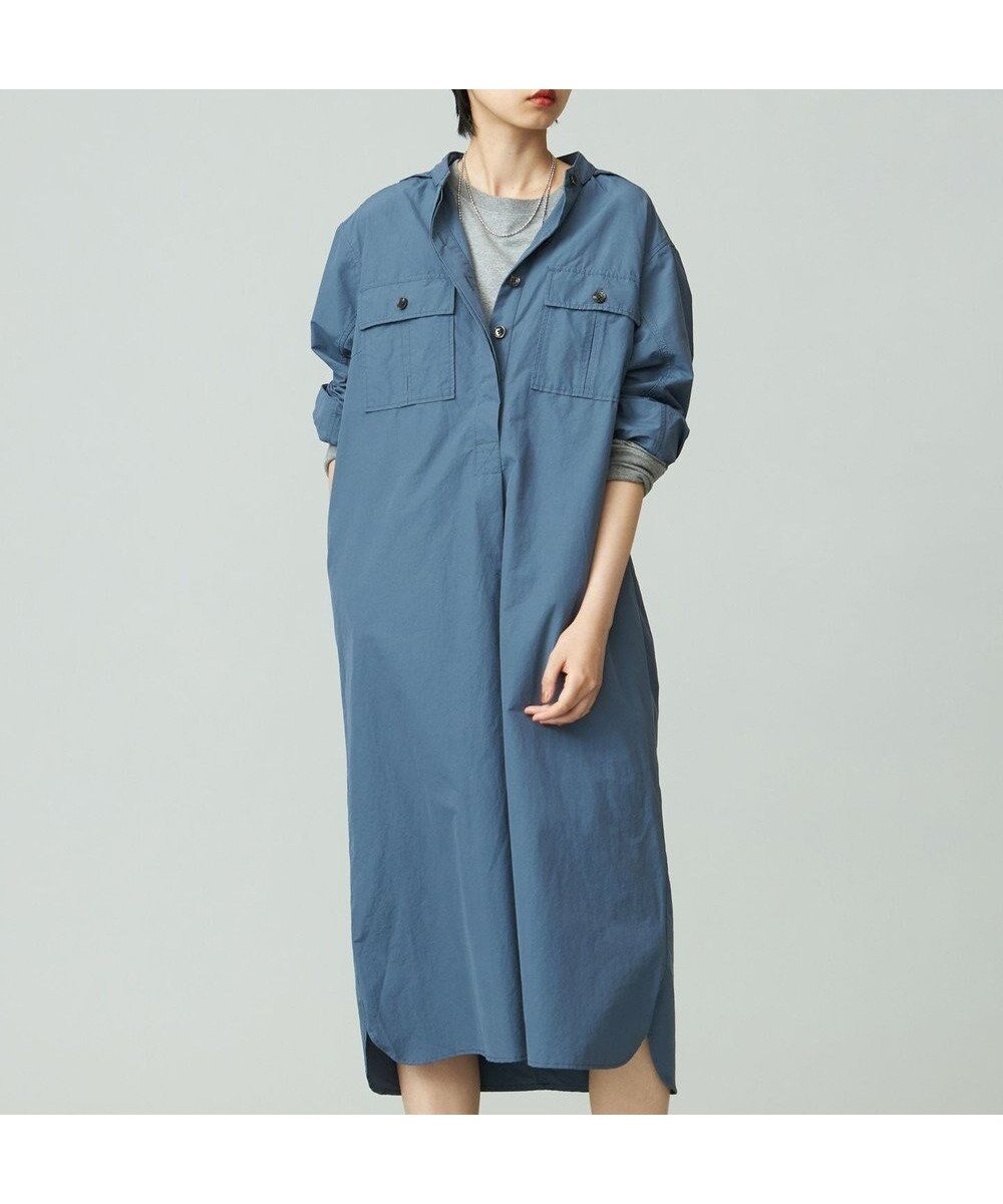 【ジェイプレスヨークストリート/J.PRESS YORK STREET】の【WOMEN】ミリタリーシャツワンピース インテリア・キッズ・メンズ・レディースファッション・服の通販 founy(ファニー) 　ファッション　Fashion　レディースファッション　Fashion for Women　ワンピース　Dresses　シャツワンピース / 1枚で着映えコーデ　Shirt Dresses　おすすめ　Recommended / Our Picks　インナー　Innerwear　スウェット / スエット　Sweatshirt, Sweatwear　プリント　Print, Printed Pattern　リラックス　Relax, Relaxed Fit　冬　Winter / This Winter　秋　Autumn　A/W・秋冬　Autumn/Winter　ダルブルー系|ID: prp329100004674552 ipo3291000000033781928