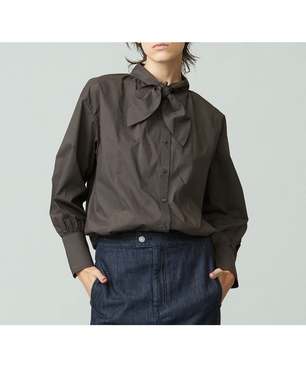 【ジェイプレスヨークストリート/J.PRESS YORK STREET】の【WOMEN】コットンボータイ ブラウス インテリア・キッズ・メンズ・レディースファッション・服の通販 founy(ファニー) 　ファッション　Fashion　レディースファッション　Fashion for Women　トップス・カットソー　Cut & Sew Tops　シャツ・ブラウス・オフィスカジュアル　Elegant Blouses & Button-Ups　インナー　Innerwear　カフス　Cuff Design　ジャケット　Jacket, Outerwear　タイプライター　Typewriter Fabric, Crisp Cotton　デニム　Denim, Jeans Material　A/W・秋冬　Autumn/Winter　グレー系|ID: prp329100004674562 ipo3291000000033781968