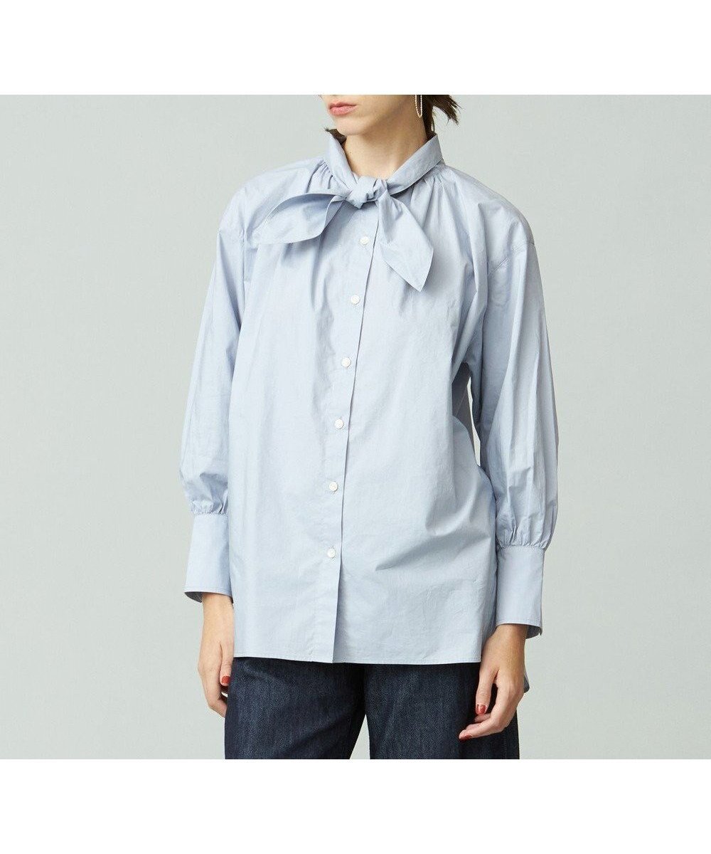 【ジェイプレスヨークストリート/J.PRESS YORK STREET】の【WOMEN】コットンボータイ ブラウス インテリア・キッズ・メンズ・レディースファッション・服の通販 founy(ファニー) 　ファッション　Fashion　レディースファッション　Fashion for Women　トップス・カットソー　Cut & Sew Tops　シャツ・ブラウス・オフィスカジュアル　Elegant Blouses & Button-Ups　インナー　Innerwear　カフス　Cuff Design　ジャケット　Jacket, Outerwear　タイプライター　Typewriter Fabric, Crisp Cotton　デニム　Denim, Jeans Material　A/W・秋冬　Autumn/Winter　サックスブルー系|ID: prp329100004674562 ipo3291000000033781969