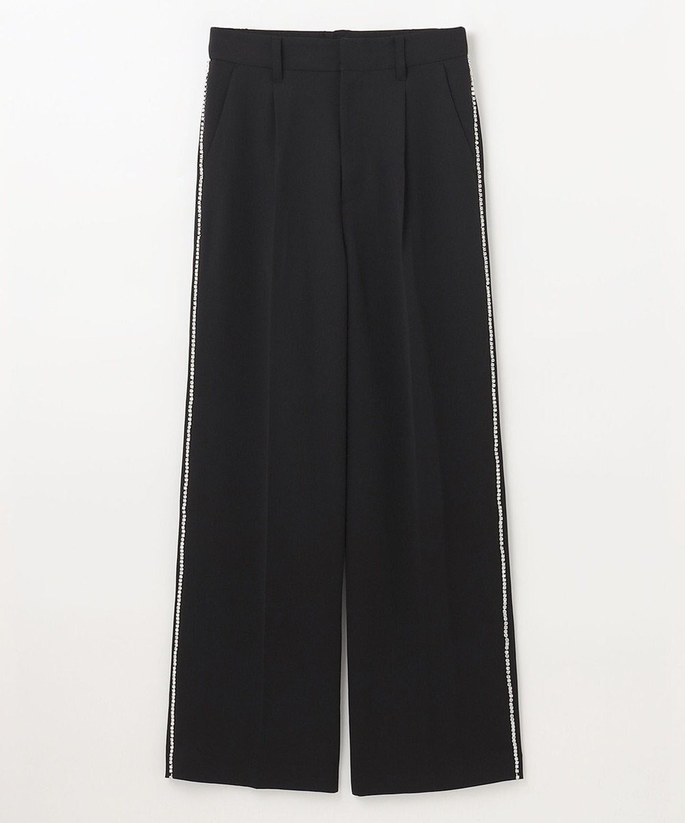 【グレース コンチネンタル/GRACE CONTINENTAL】のラインストーンパンツ インテリア・キッズ・メンズ・レディースファッション・服の通販 founy(ファニー)  ファッション Fashion レディースファッション Fashion for Women パンツ Pants & Trousers カットソー Cut and Sewn Top シンプル Simple, Minimal ストーン Stone, Gem-Like センター Center, Center Line ツイル Twist, Twisted Detail ハイネック High Neck, Mock Neck マニッシュ Mannish, Boyish リュクス Luxury, Elegant, High-End, Chic ワイド Wide, Wide Fit 夏 Summer S/S・春夏 SS, Spring/Summer, Warm Season A/W・秋冬 Autumn/Winter ブラック|ID: prp329100004674633 ipo3291000000034300718