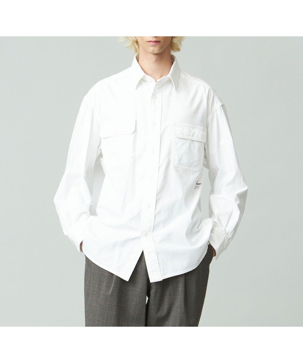 【ジェイプレスヨークストリート/J.PRESS YORK STREET】の【UNISEX】シャンブレーワークシャツ インテリア・キッズ・メンズ・レディースファッション・服の通販 founy(ファニー) 　ファッション　Fashion　レディースファッション　Fashion for Women　トップス・カットソー　Cut & Sew Tops　シャツ・ブラウス・オフィスカジュアル　Elegant Blouses & Button-Ups　ユニセックス　Unisex, Genderless　シャンブレー　Chambray, Denim-Like Fabric　ビンテージ　Vintage, Retro Style　プリント　Print, Printed Pattern　ポケット　Pocket, Pocket Detail　ワイド　Wide, Wide Fit　ワンポイント　One Point, Statement Accent　ワーク　Workwear, Utility Style　定番　Standard, Basic Item　A/W・秋冬　Autumn/Winter　ホワイト系|ID: prp329100004674648 ipo3291000000033782299