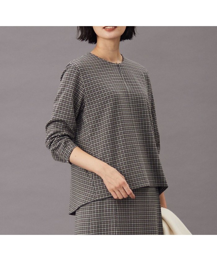 【ジェイ プレス/J.PRESS】のガンクラブチェック ペプラム カットソー インテリア・キッズ・メンズ・レディースファッション・服の通販 founy(ファニー) https://founy.com/ ファッション Fashion レディースファッション Fashion for Women トップス・カットソー Cut & Sew Tops シャツ・ブラウス・オフィスカジュアル Elegant Blouses & Button-Ups ロングTシャツ・Tシャツ Longline T-Shirts & Tees カットソー・ベーシックTシャツ Cut-and-Sewn Tops / Stretch Tees & Basics カットソー Cut and Sewn Top ストレッチ Stretch, Stretchy Fabric スリット Slit, Slit Detail スリーブ Sleeve, Long Sleeve / Short Sleeve チェック Check, Plaid, Tartan フェミニン Feminine, Girly ペプラム Peplum, Flared Hem A/W・秋冬 Autumn/Winter |ID: prp329100004674669 ipo3291000000034301102