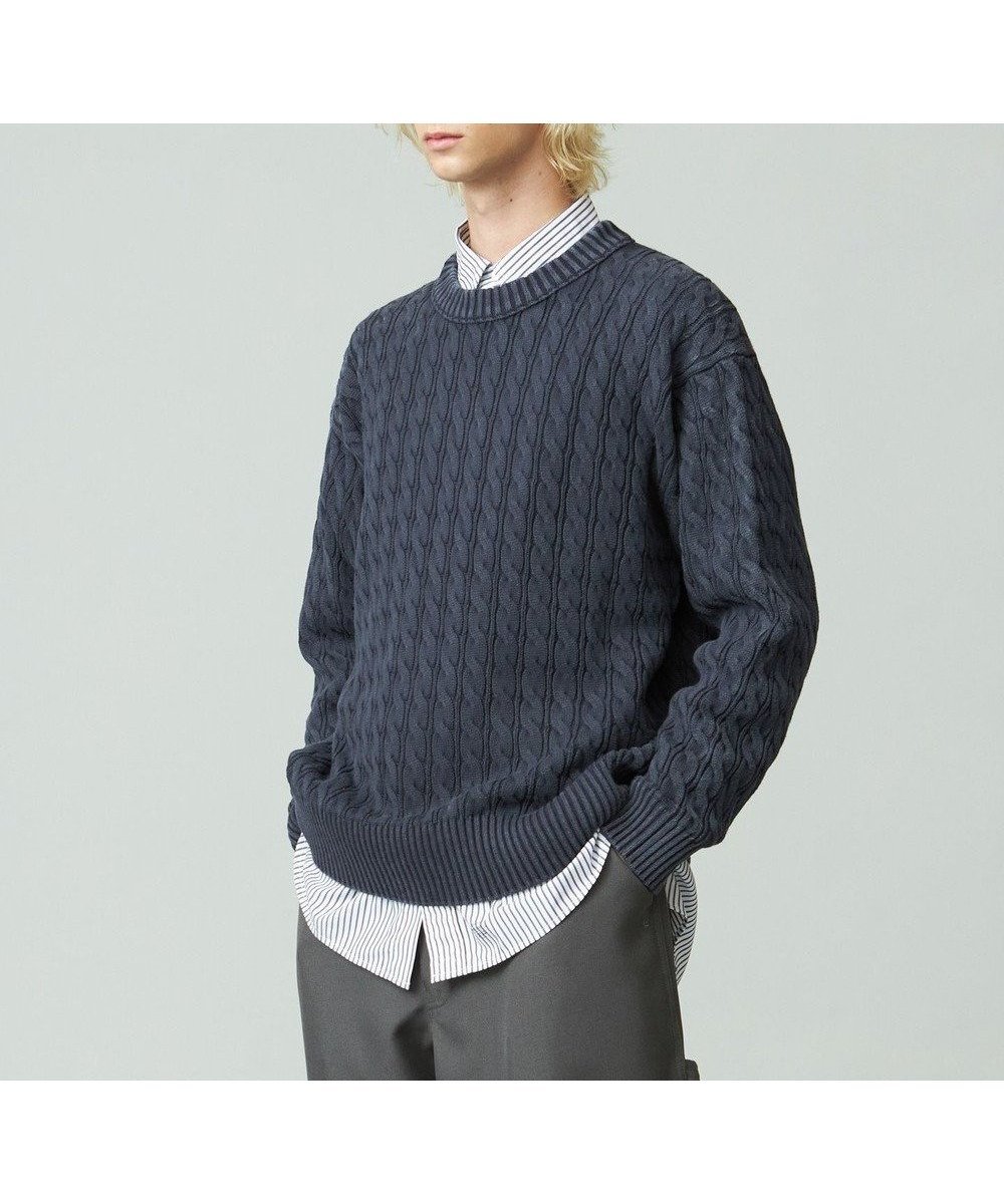 【ジェイプレスヨークストリート/J.PRESS YORK STREET】の【UNISEX】ピグメントコットン ケーブルニット インテリア・キッズ・メンズ・レディースファッション・服の通販 founy(ファニー) 　ファッション　Fashion　レディースファッション　Fashion for Women　トップス・カットソー　Cut & Sew Tops　ニット　Knit Tops & Sweaters　アイビー　Ivy Pattern　ジャケット　Jacket, Outerwear　セーター　Sweater, Knitwear　デニム　Denim, Jeans Material　ユニセックス　Unisex, Genderless　A/W・秋冬　Autumn/Winter　ネイビー系|ID: prp329100004674701 ipo3291000000033782511