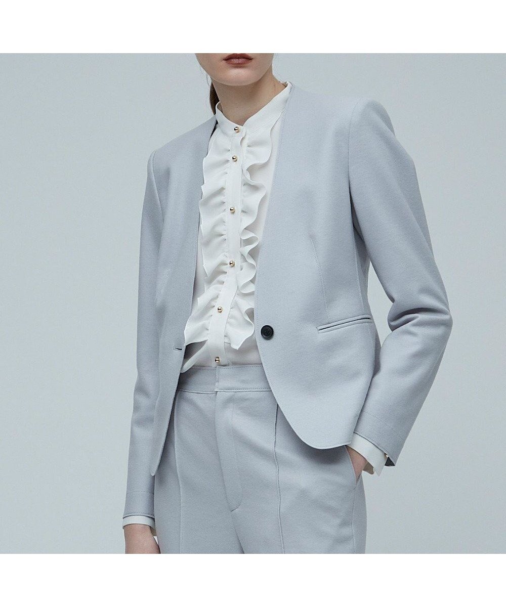 【ベイジ,/BEIGE,】のCORBY / ノーカラージャケット インテリア・キッズ・メンズ・レディースファッション・服の通販 founy(ファニー) 　ファッション　Fashion　レディースファッション　Fashion for Women　アウター　Coat / Outerwear Collection　レディースジャケット・軽アウター　Jackets　ノーカラージャケット / シンプル上品コーデ　Collarless Jackets　コンパクト　Compact, Small Size　ジャケット　Jacket, Outerwear　ストレッチ　Stretch, Stretchy Fabric　定番　Standard, Basic Item　A/W・秋冬　Autumn/Winter　Sax|ID: prp329100004674736 ipo3291000000034301949