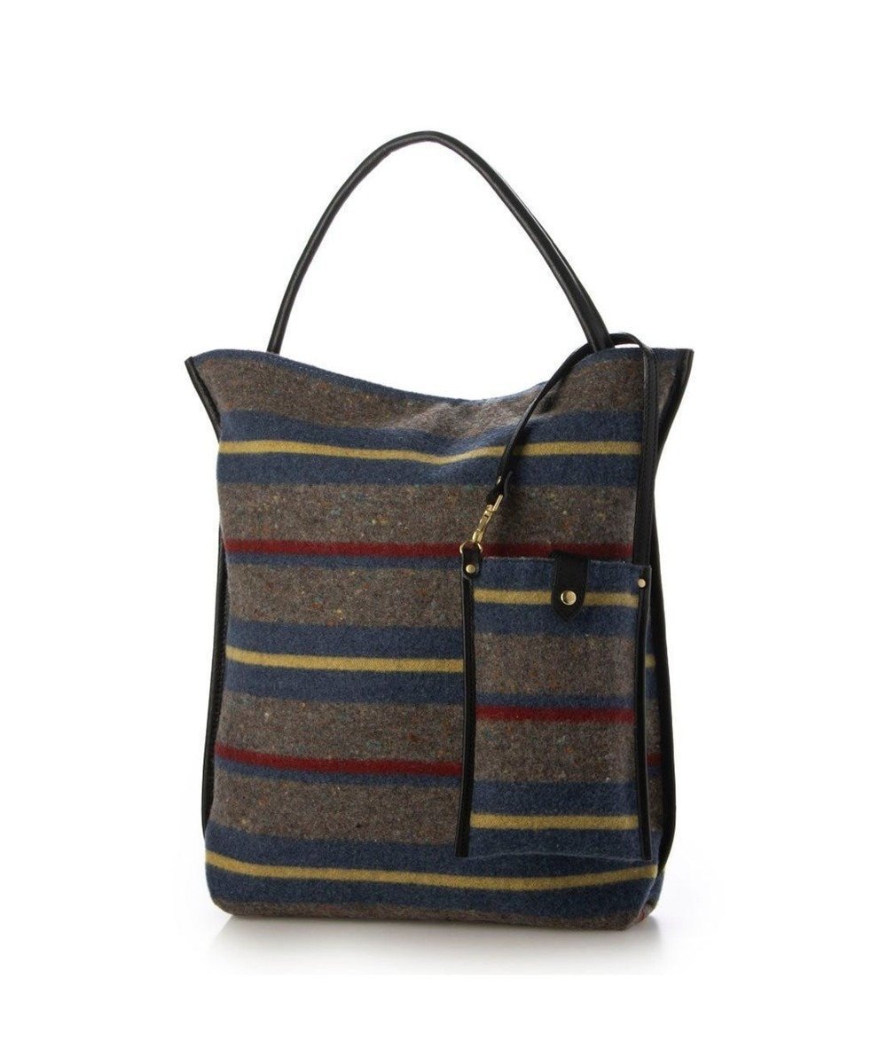 【アンビリオン/UNBILLION】のペルケ perche / モバイルショルダー付きリサイクルウールトート インテリア・キッズ・メンズ・レディースファッション・服の通販 founy(ファニー) 　ファッション　Fashion　レディースファッション　Fashion for Women　バッグ　Bags　ショルダー　Shoulder, Shoulder Strap　ボーダー　Border, Stripe　モバイル　Mobile, Smartphone　ブルー|ID: prp329100004674780 ipo3291000000034300615
