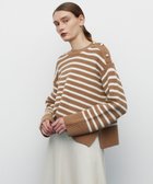 【ベイジ,/BEIGE,】のPONT NEUF/ ボーダーニットトップス Camel×Ecru|ID: prp329100004674789 ipo3291000000034300648