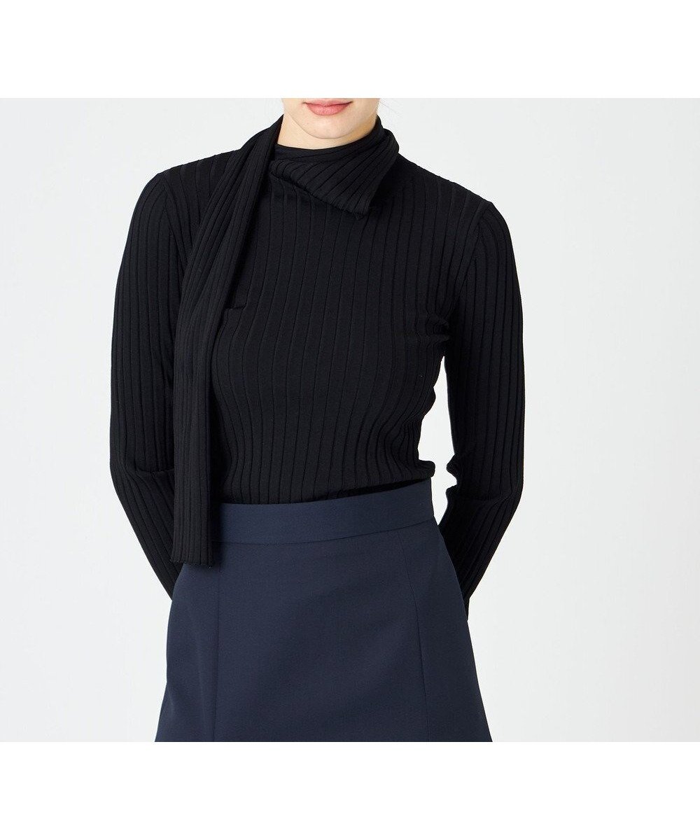 【ベイジ,/BEIGE,】の【WEB限定】RUBIS / スカーフデザイントップス インテリア・キッズ・メンズ・レディースファッション・服の通販 founy(ファニー) 　ファッション　Fashion　レディースファッション　Fashion for Women　トップス・カットソー　Cut & Sew Tops　ニット　Knit Tops & Sweaters　シルク　Silk, 100% Silk　スカーフ　Scarf, Neckwear　スリット　Slit, Slit Detail　スリーブ　Sleeve, Long Sleeve / Short Sleeve　セーター　Sweater, Knitwear　ヘムライン　Hemline, Bottom Cut　ワイドリブ　Wide Rib, Wide Ribbed Knit　A/W・秋冬　Autumn/Winter　Black|ID: prp329100004674793 ipo3291000000034300670