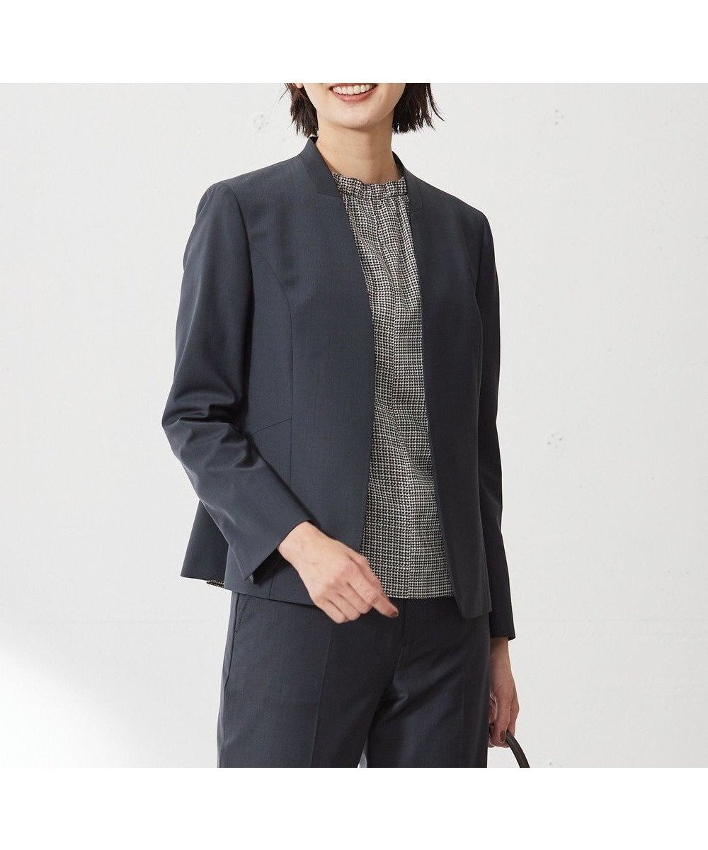 【ジェイ プレス/J.PRESS】の【セットアップ対応】BAHARIYE ノーカラー ジャケット インテリア・キッズ・メンズ・レディースファッション・服の通販 founy(ファニー) 　ファッション　Fashion　レディースファッション　Fashion for Women　アウター　Coat / Outerwear Collection　レディースジャケット・軽アウター　Jackets　ノーカラージャケット / シンプル上品コーデ　Collarless Jackets　ジャケット　Jacket, Outerwear　ストレッチ　Stretch, Stretchy Fabric　セットアップ　Set-Up, Coordinated Outfit　フェミニン　Feminine, Girly　無地　Plain, Solid Color　A/W・秋冬　Autumn/Winter　ネイビー系|ID: prp329100004674802 ipo3291000000034302973