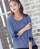 【ティアクラッセ/Tiaclasse】の【洗える】グログランリボンカットトップス ブルー|ID: prp329100004674834 ipo3291000000034758012