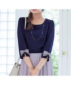 【ティアクラッセ/Tiaclasse】の【洗える】グログランリボンカットトップス ネイビー|ID: prp329100004674834 ipo3291000000034758017