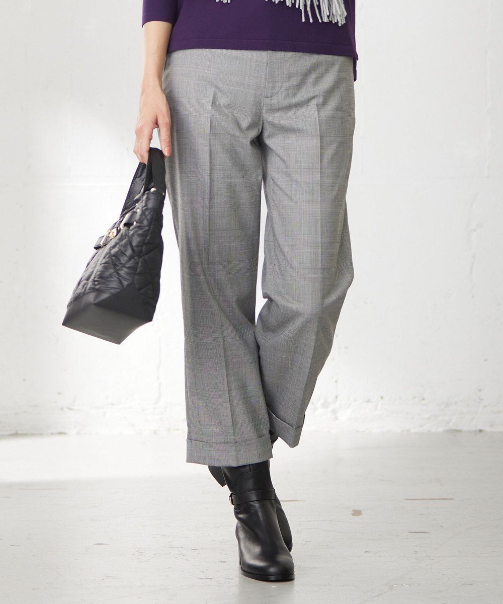 【ジェイ プレス/J.PRESS】のT/R/W グレンチェック パンツ インテリア・キッズ・メンズ・レディースファッション・服の通販 founy(ファニー) 　ファッション　Fashion　レディースファッション　Fashion for Women　パンツ　Pants & Trousers　おすすめ　Recommended / Our Picks　ジャケット　Jacket, Outerwear　ストレッチ　Stretch, Stretchy Fabric　ストレート　Straight, Straight Cut　セットアップ　Set-Up, Coordinated Outfit　センター　Center, Center Line　チェック　Check, Plaid, Tartan　ワイド　Wide, Wide Fit　エレガント 上品　Elegant　A/W・秋冬　Autumn/Winter　ライトグレー系3|ID: prp329100004674869 ipo3291000000033783146