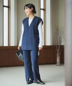 【ハッシュニュアンス/#Newans】の【洗える】セミフレアニットパンツ ネイビー|ID: prp329100004674897 ipo3291000000034411447