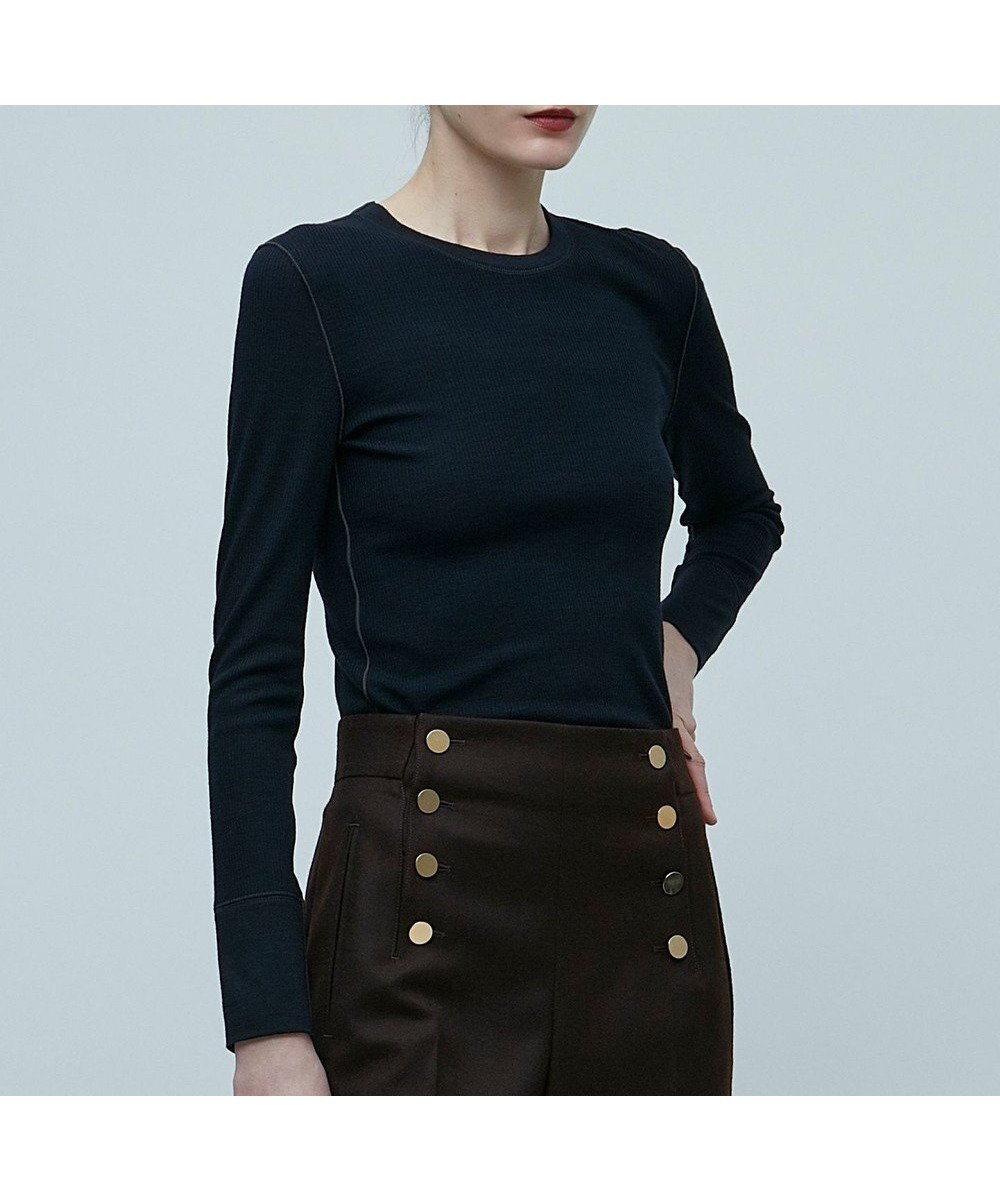 【ベイジ,/BEIGE,】のFORD / クルーネックトップス インテリア・キッズ・メンズ・レディースファッション・服の通販 founy(ファニー) 　ファッション　Fashion　レディースファッション　Fashion for Women　トップス・カットソー　Cut & Sew Tops　シャツ・ブラウス・オフィスカジュアル　Elegant Blouses & Button-Ups　ロングTシャツ・Tシャツ　Longline T-Shirts & Tees　カットソー・ベーシックTシャツ　Cut-and-Sewn Tops / Stretch Tees & Basics　カットソー　Cut and Sewn Top　ハイネック　High Neck, Mock Neck　人気　Popular, Best Seller　定番　Standard, Basic Item　A/W・秋冬　Autumn/Winter　Navy×C.Gray|ID: prp329100004674948 ipo3291000000033783443