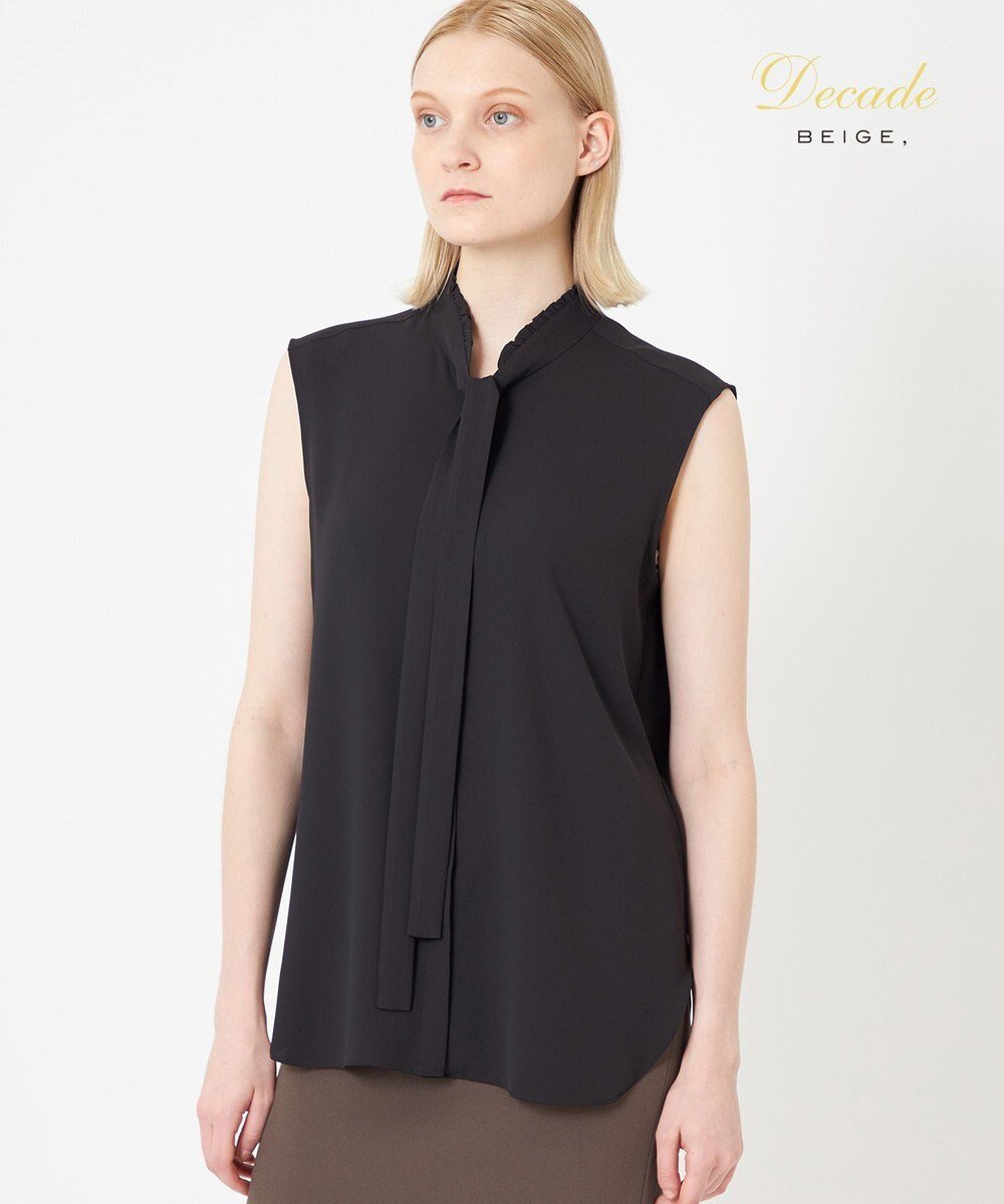 【ベイジ,/BEIGE,】のEVA / ボウタイブラウス インテリア・キッズ・メンズ・レディースファッション・服の通販 founy(ファニー) 　ファッション　Fashion　レディースファッション　Fashion for Women　トップス・カットソー　Cut & Sew Tops　シャツ・ブラウス・オフィスカジュアル　Elegant Blouses & Button-Ups　とろみ　Fluid, Flowy Fabric　ジャケット　Jacket, Outerwear　ジョーゼット　Georgette, Semi-Sheer Fabric　ストレッチ　Stretch, Stretchy Fabric　ドレープ　Drape, Draping Fabric　ノースリーブ　Sleeveless, No-Sleeve　エレガント 上品　Elegant　夏　Summer　S/S・春夏　SS, Spring/Summer, Warm Season　A/W・秋冬　Autumn/Winter　Black|ID: prp329100004674955 ipo3291000000034304922