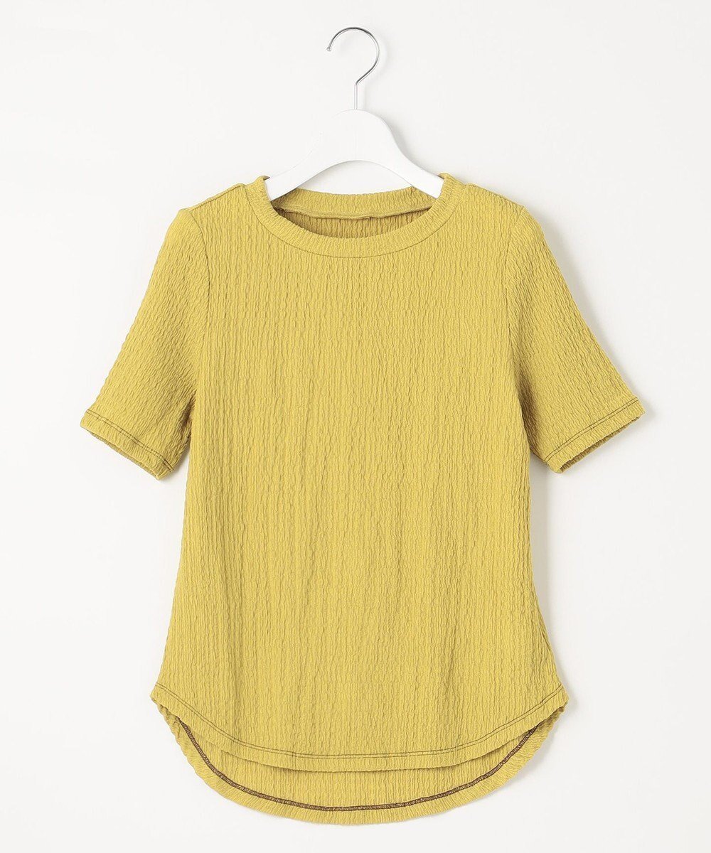 【フェルゥ/Feroux】のラッセルシャーリング Tシャツ インテリア・キッズ・メンズ・レディースファッション・服の通販 founy(ファニー) 　ファッション　Fashion　レディースファッション　Fashion for Women　トップス・カットソー　Cut & Sew Tops　シャツ・ブラウス・オフィスカジュアル　Elegant Blouses & Button-Ups　ロングTシャツ・Tシャツ　Longline T-Shirts & Tees　カットソー・ベーシックTシャツ　Cut-and-Sewn Tops / Stretch Tees & Basics　カットソー　Cut and Sewn Top　シャーリング　Shirring, Ruched　バランス　Balance, Style Balance　ラウンド　Round, Round Neck　ラッセル　Raschel, Raschel Lace　半袖　Short Sleeve, Half Sleeve　夏　Summer　春　Spring　S/S・春夏　SS, Spring/Summer, Warm Season　イエロー系|ID: prp329100004675141 ipo3291000000033784159