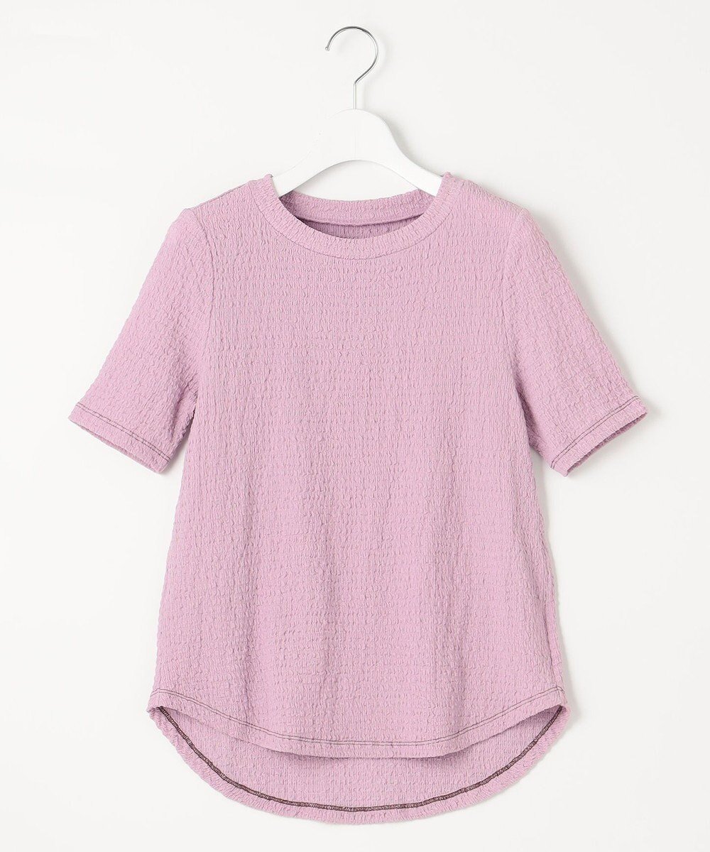 【フェルゥ/Feroux】のラッセルシャーリング Tシャツ インテリア・キッズ・メンズ・レディースファッション・服の通販 founy(ファニー) ファッション Fashion レディースファッション Fashion for Women トップス・カットソー Cut & Sew Tops シャツ・ブラウス・オフィスカジュアル Elegant Blouses & Button-Ups ロングTシャツ・Tシャツ Longline T-Shirts & Tees カットソー・ベーシックTシャツ Cut-and-Sewn Tops / Stretch Tees & Basics カットソー Cut and Sewn Top シャーリング Shirring, Ruched バランス Balance, Style Balance ラウンド Round, Round Neck ラッセル Raschel, Raschel Lace 半袖 Short Sleeve, Half Sleeve 夏 Summer 春 Spring S/S・春夏 SS, Spring/Summer, Warm Season パープル系|ID: prp329100004675141 ipo3291000000034305444