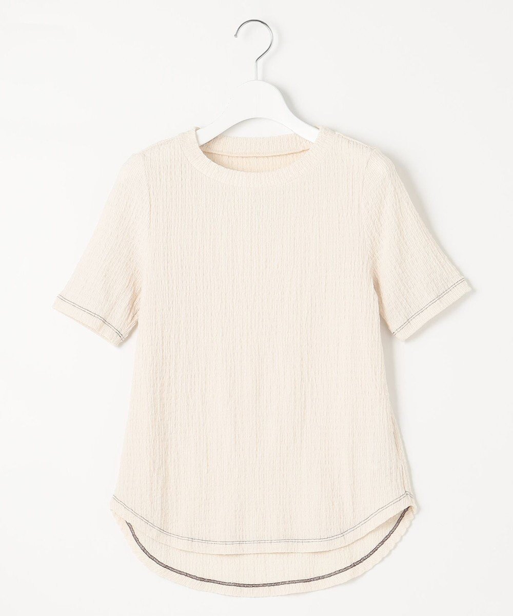 【フェルゥ/Feroux】のラッセルシャーリング Tシャツ インテリア・キッズ・メンズ・レディースファッション・服の通販 founy(ファニー) ファッション Fashion レディースファッション Fashion for Women トップス・カットソー Cut & Sew Tops シャツ・ブラウス・オフィスカジュアル Elegant Blouses & Button-Ups ロングTシャツ・Tシャツ Longline T-Shirts & Tees カットソー・ベーシックTシャツ Cut-and-Sewn Tops / Stretch Tees & Basics カットソー Cut and Sewn Top シャーリング Shirring, Ruched バランス Balance, Style Balance ラウンド Round, Round Neck ラッセル Raschel, Raschel Lace 半袖 Short Sleeve, Half Sleeve 夏 Summer 春 Spring S/S・春夏 SS, Spring/Summer, Warm Season アイボリー系|ID: prp329100004675141 ipo3291000000034305445