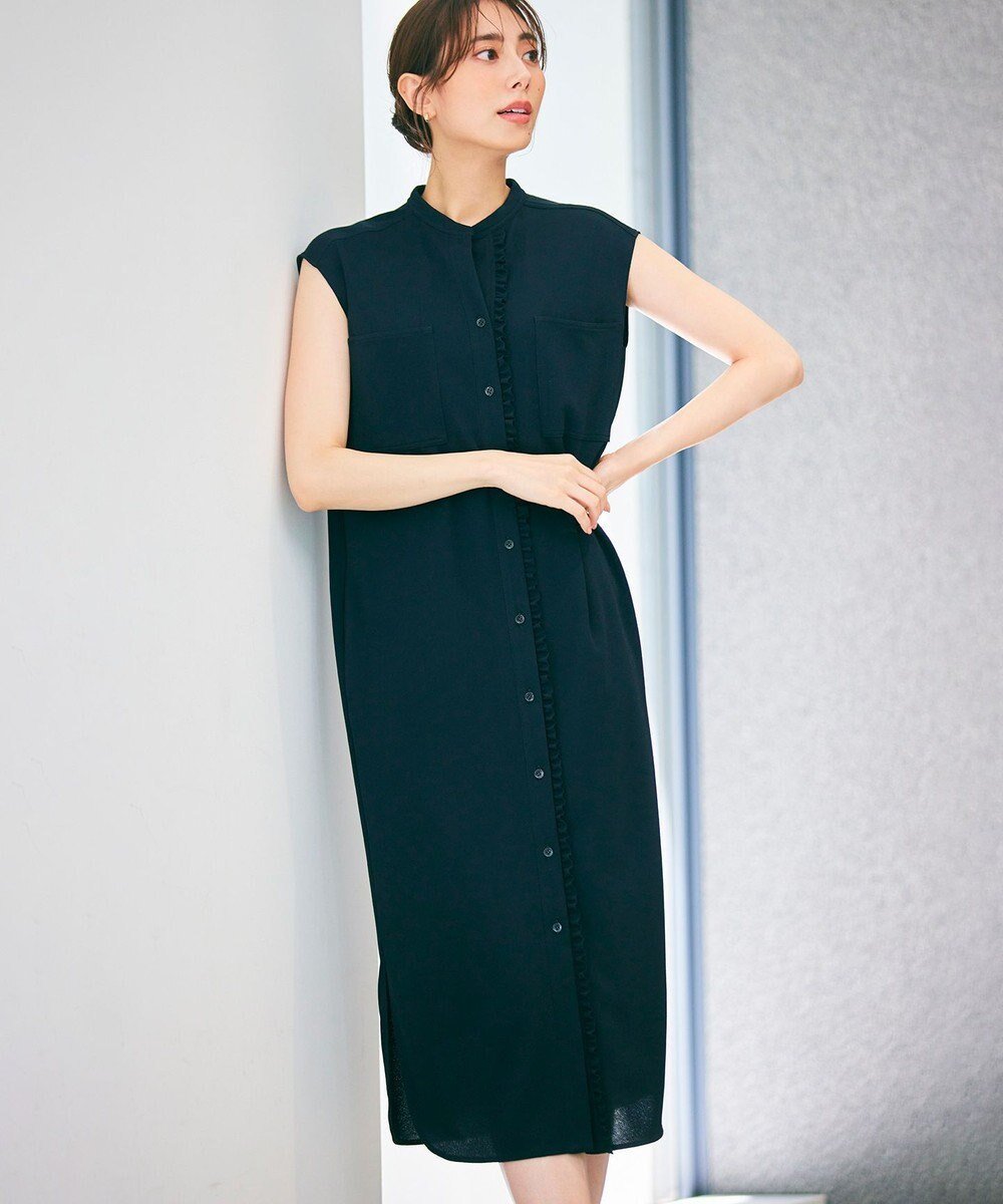 【ベイジ,/BEIGE,】のPALAIS / シャツドレス インテリア・キッズ・メンズ・レディースファッション・服の通販 founy(ファニー) 　ファッション　Fashion　レディースファッション　Fashion for Women　ワンピース　Dresses　フォーマル・パーティードレス・結婚式用ドレス　Elegant & Casual Dresses　シンプル　Simple, Minimal　ジョーゼット　Georgette, Semi-Sheer Fabric　ストレート　Straight, Straight Cut　ドレス　Dress, One-Piece　ノースリーブ　Sleeveless, No-Sleeve　フリル　Frill, Ruffle　夏　Summer　春　Spring　S/S・春夏　SS, Spring/Summer, Warm Season　羽織　Haori, Light Jacket　Navy|ID: prp329100004675178 ipo3291000000034305115