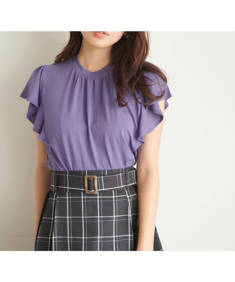 【フェルゥ/Feroux】の【UVケア】スタンドカラーフレアスリーブ Tシャツ 人気、トレンドファッション・服の通販 founy(ファニー) 　ファッション　Fashion　レディースファッション　Fashion for Women　トップス・カットソー　Cut & Sew Tops　シャツ・ブラウス・オフィスカジュアル　Elegant Blouses & Button-Ups　ロングTシャツ・Tシャツ　Longline T-Shirts & Tees　カットソー・ベーシックTシャツ　Cut-and-Sewn Tops / Stretch Tees & Basics　おすすめ　Recommended / Our Picks　カットソー　Cut and Sewn Top　フェミニン　Feminine, Girly　フレア　Flare, Flared　エレガント 上品　Elegant　夏　Summer　春　Spring　S/S・春夏　SS, Spring/Summer, Warm Season　ビジネス 仕事 通勤　Business / Work / Commuting　 other-1|ID: prp329100004675196 ipo3291000000033784334