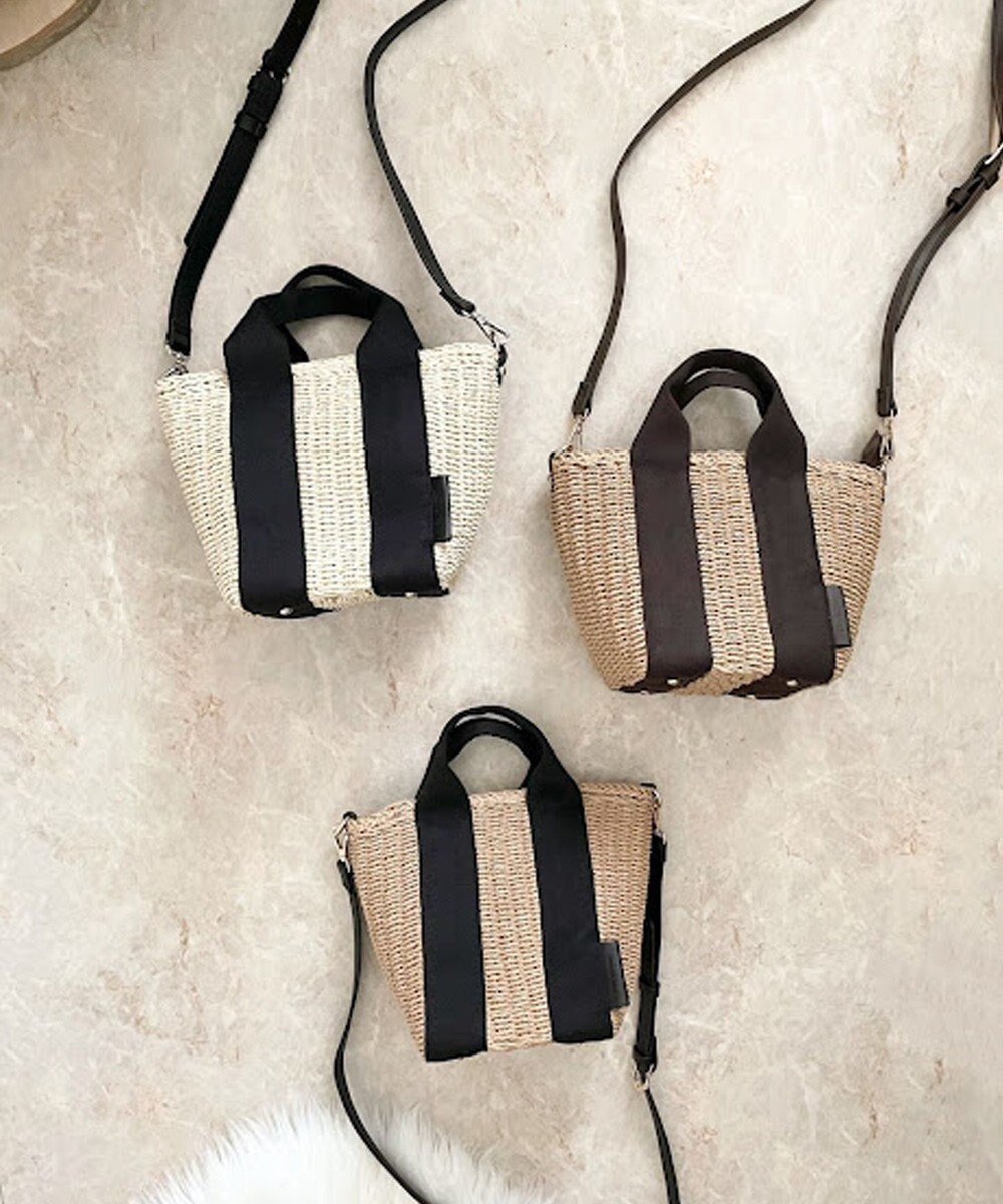 【ラ バガジェリー/LA BAGAGERIE】の【maison vert】【ペーパー素材使用】2WAYかごバッグ インテリア・キッズ・メンズ・レディースファッション・服の通販 founy(ファニー) 　ファッション　Fashion　レディースファッション　Fashion for Women　バッグ　Bags　財布　Wallet, Purse　ハンカチ　Handkerchief, Hanky　ペーパー　Paper, Kraft Paper　ポケット　Pocket, Pocket Detail　ポーチ　Pouch, Small Case　リップ　Lip, Lip Motif　ブラック×アイボリー|ID: prp329100004675324 ipo3291000000033784847