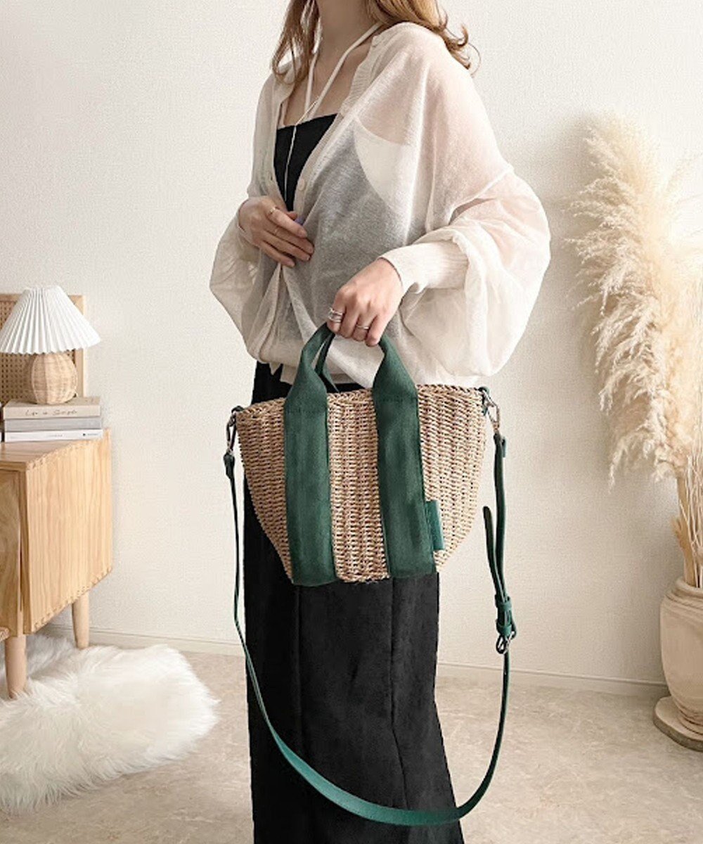 【ラ バガジェリー/LA BAGAGERIE】の【maison vert】【ペーパー素材使用】2WAYかごバッグ インテリア・キッズ・メンズ・レディースファッション・服の通販 founy(ファニー) 　ファッション　Fashion　レディースファッション　Fashion for Women　バッグ　Bags　財布　Wallet, Purse　ハンカチ　Handkerchief, Hanky　ペーパー　Paper, Kraft Paper　ポケット　Pocket, Pocket Detail　ポーチ　Pouch, Small Case　リップ　Lip, Lip Motif　グリーン|ID: prp329100004675324 ipo3291000000034314445