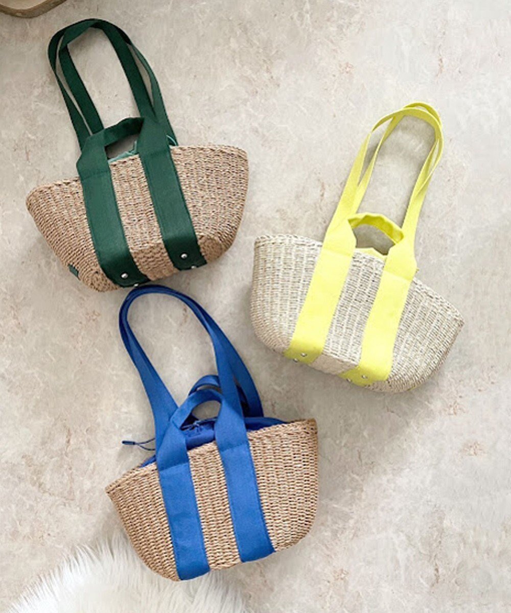 【ラ バガジェリー/LA BAGAGERIE】の【maison vert】 【ペーパー素材・多収納】ダブルハンドルかごバッグ インテリア・キッズ・メンズ・レディースファッション・服の通販 founy(ファニー) 　ファッション　Fashion　レディースファッション　Fashion for Women　バッグ　Bags　財布　Wallet, Purse　ダブル　Double, Double-Breasted　手帳　Planner, Notebook　ハンカチ　Handkerchief, Hanky　ペーパー　Paper, Kraft Paper　ポケット　Pocket, Pocket Detail　ポーチ　Pouch, Small Case　マグネット　Magnet, Magnetic Closure　リップ　Lip, Lip Motif　グリーン|ID: prp329100004675325 ipo3291000000034314536