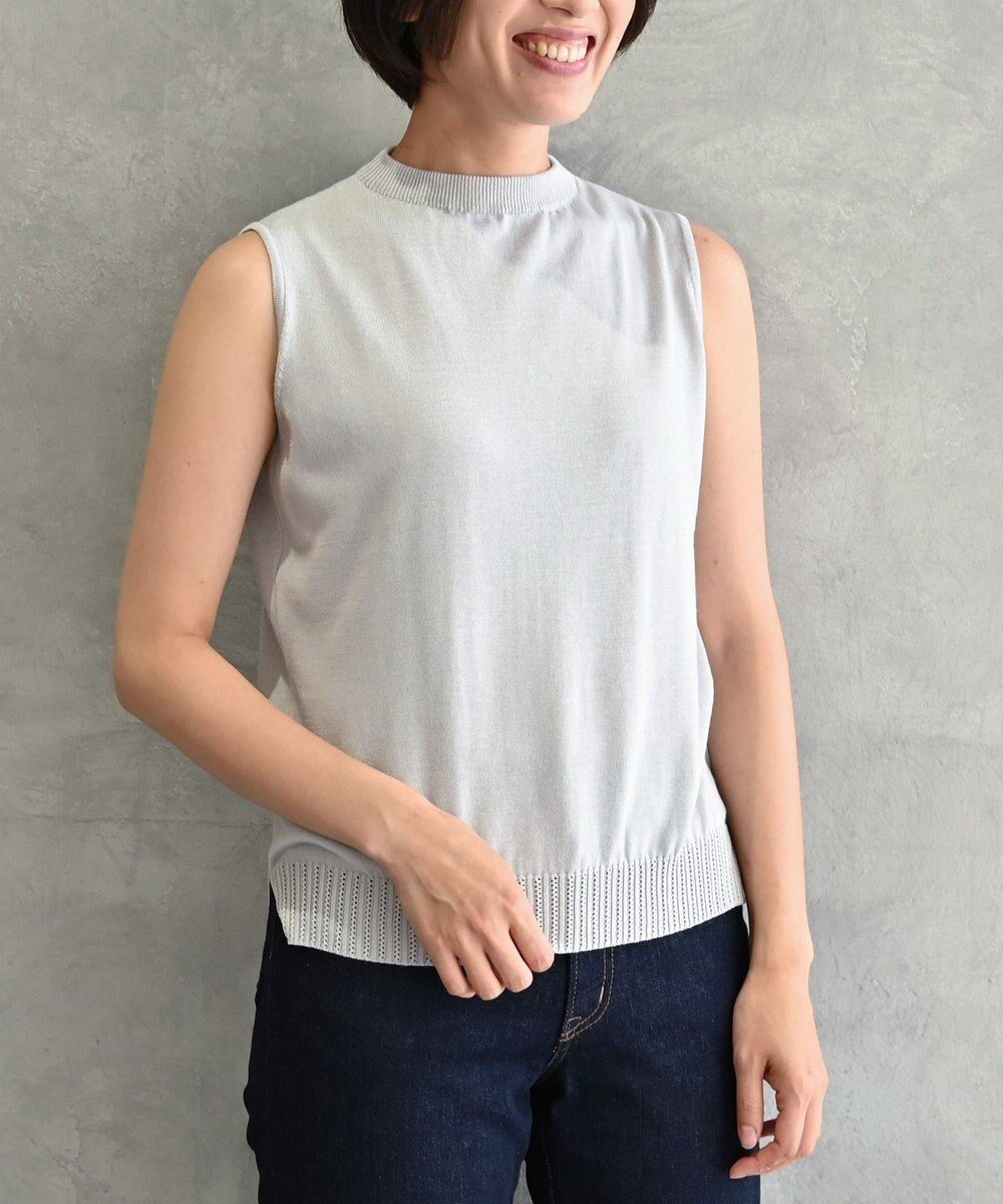 【ムーク/muuc】の〈高品質シルク&スーピマ超長綿〉〈洗えるニット〉ノースリーブボトルネックプルオーバー インテリア・キッズ・メンズ・レディースファッション・服の通販 founy(ファニー) ファッション Fashion レディースファッション Fashion for Women トップス・カットソー Cut & Sew Tops ニット Knit Tops & Sweaters キャミソール&ノースリーブ Camisoles & Sleeveless Tops カジュアルプルオーバー・ニットトップス Pullovers & Knit Tops / Casual Pullovers 春 Spring 洗える Machine Washable キャンバス Canvas, Canvas Fabric シルク Silk, 100% Silk スリット Slit, Slit Detail スーピマ Supima, Premium Cotton セーター Sweater, Knitwear 透かし Cut-Out, Lacework 手編み Hand-Knitted, Handmade Knit パターン Pattern, Design Print ボトルネック Bottle Neck, Mock Neck S/S・春夏 SS, Spring/Summer, Warm Season 再入荷 Restock / Back in Stock 夏 Summer エレガント 上品 Elegant ライトグレー|ID: prp329100004675375 ipo3291000000034315305