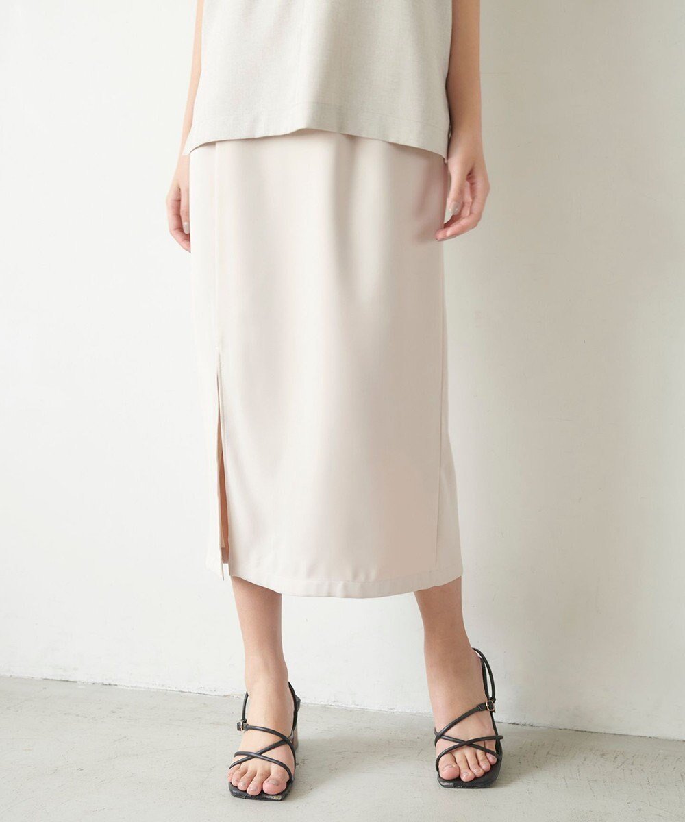 【フェルゥ/Feroux】のソフトツイルナロースリット スカート インテリア・キッズ・メンズ・レディースファッション・服の通販 founy(ファニー) 　ファッション　Fashion　レディースファッション　Fashion for Women　スカート　Skirts　カーディガン　Cardigan, Knitwear　ギャザー　Gathered, Ruffled　コンパクト　Compact, Small Size　スリット　Slit, Slit Detail　ツイル　Twist, Twisted Detail　バランス　Balance, Style Balance　フラット　Flat, Flat Shoes　エレガント 上品　Elegant　夏　Summer　春　Spring　S/S・春夏　SS, Spring/Summer, Warm Season　ベージュ系|ID: prp329100004675380 ipo3291000000034315369