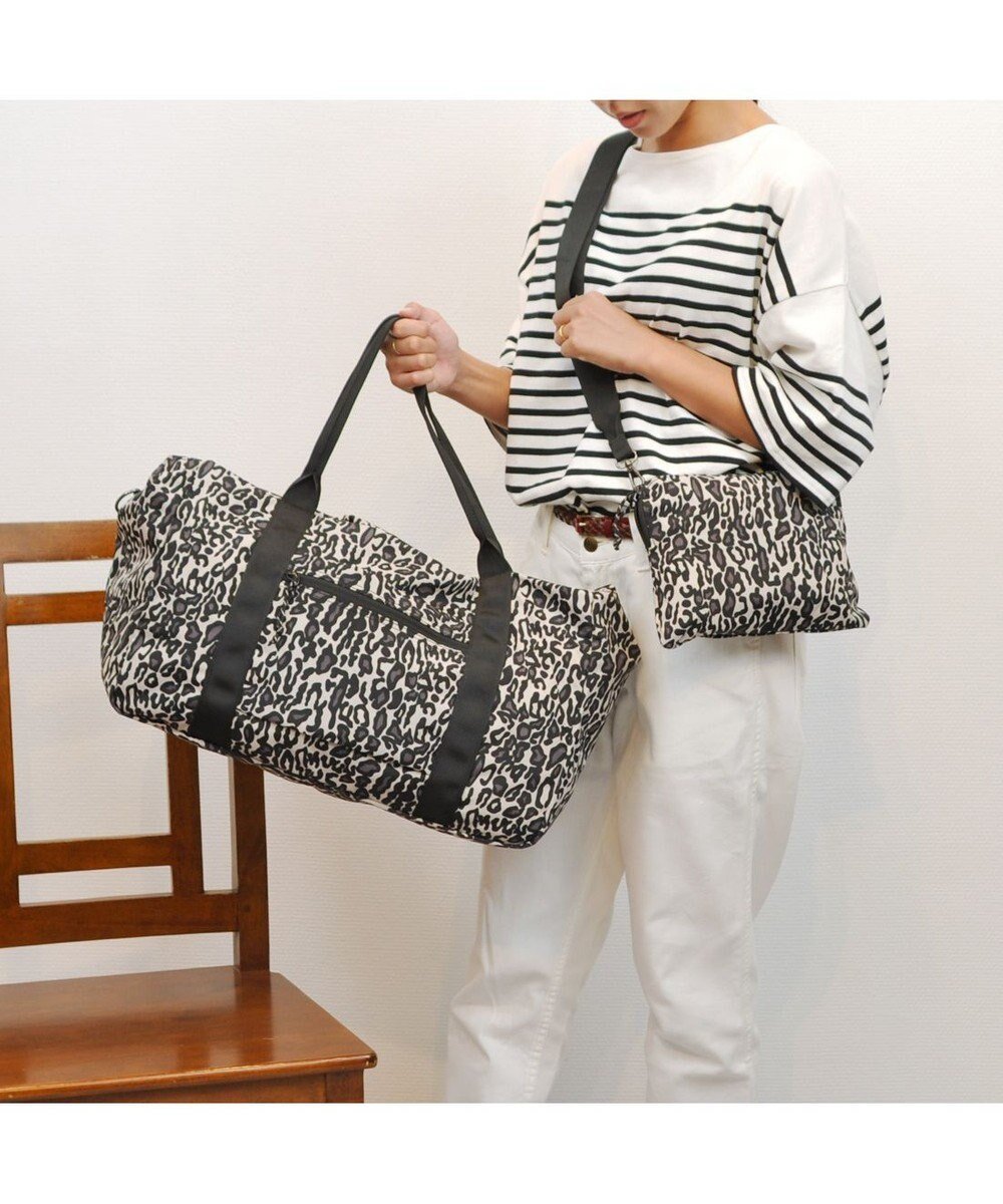 【アンビリオン/UNBILLION】のcachecache パッカブルナイロンボストンバッグ インテリア・キッズ・メンズ・レディースファッション・服の通販 founy(ファニー) 　ファッション　Fashion　レディースファッション　Fashion for Women　バッグ　Bags　カラフル　Colorful Design　コンパクト　Compact, Small Size　軽量　Lightweight, Ultra Light　ショルダー　Shoulder, Shoulder Strap　トラベル　Travel, Travel Gear　ハンド　Hand, Handmade　ボストンバッグ　Boston Bag, Retro Bag　ミックス　Mix, Mixed Style　モチーフ　Motif, Design Theme　ループ　Loop, Loop Knit　再入荷　Restock / Back in Stock　旅行　Travel　レオブラック|ID: prp329100004675387 ipo3291000000034314886