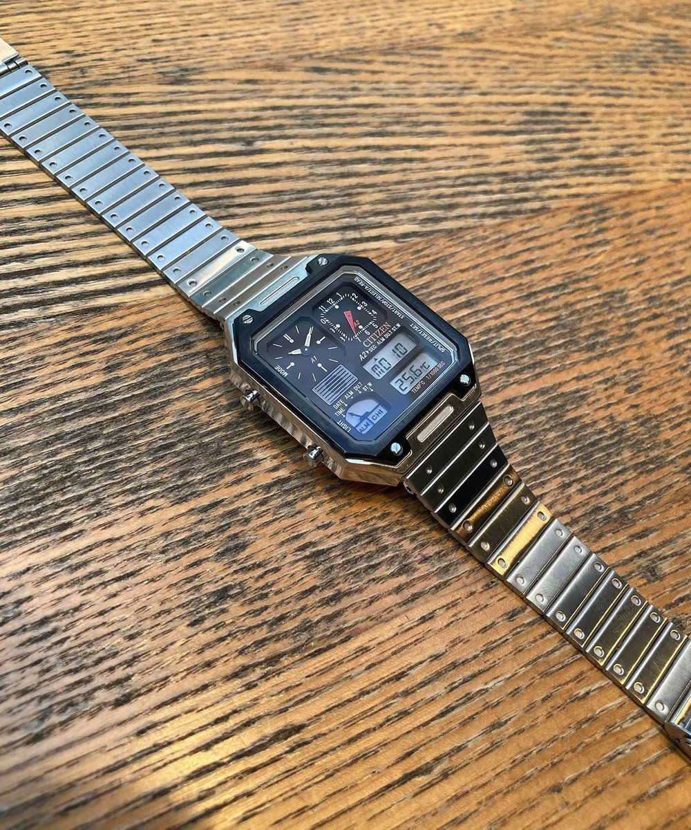【シチズン/CITIZEN】の【復刻デザイン】1982年の「サーモセンサー」を現代風にリバイバル 温度センサー搭載のコンビネーションウオッチ インテリア・キッズ・メンズ・レディースファッション・服の通販 founy(ファニー) ファッション Fashion レディースファッション Fashion for Women 腕時計 Wristwatch ガラス Glass, Glassware クリスタル Crystal, Swarovski 時計 Watch, Wristwatch ブラック|ID: prp329100004675602 ipo3291000000034317291