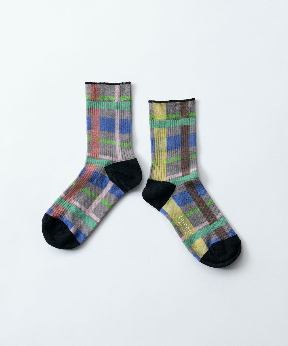 【トリコテ/Tricote】のCHECK LINK SOCKS/チェックリンクソックス インテリア・キッズ・メンズ・レディースファッション・服の通販 founy(ファニー) 　ファッション　Fashion　レディースファッション　Fashion for Women　ソックス&靴下　Socks & Hosiery　レッグウェア・ストッキング　Legwear & Hosiery　おすすめ　Recommended / Our Picks　ギフト プレゼント　Gift / Present　ソックス　Socks, Hosiery　タンブラー　Tumbler, Travel Mug　チェック　Check, Plaid, Tartan　プリント　Print, Printed Pattern　95GRAY|ID: prp329100004675719 ipo3291000000033786299