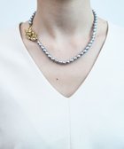 【モンシロ/monshiro】の【ガラスパール/スワロフスキー】ハナビワトトリショート ネックレス シルバーグレー|ID: prp329100004675795 ipo3291000000034319098