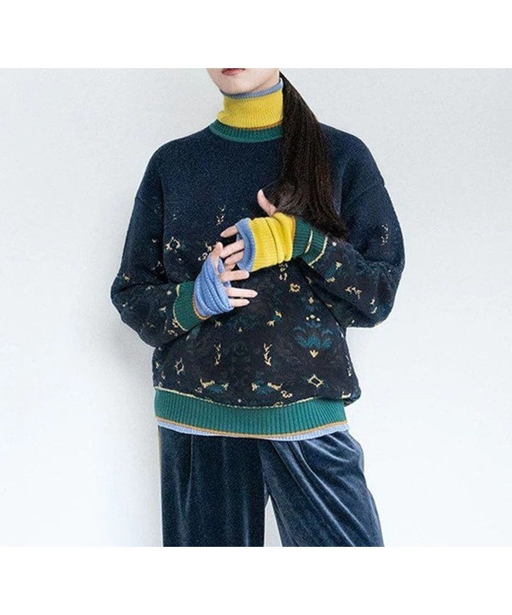 【コキュウ/COQ】のFOREST MEMORY 花柄プルオーバーニット インテリア・キッズ・メンズ・レディースファッション・服の通販 founy(ファニー) ファッション Fashion レディースファッション Fashion for Women トップス・カットソー Cut & Sew Tops ニット Knit Tops & Sweaters カジュアルプルオーバー・ニットトップス Pullovers & Knit Tops / Casual Pullovers 花柄・フラワープリント・モチーフ Floral Prints & Motifs / Flower Pattern Tops キュプラ Cupro, Eco Fabric コレクション Collection, Seasonal Line 軽量 Lightweight, Ultra Light セーター Sweater, Knitwear バランス Balance, Style Balance モチーフ Motif, Design Theme A/W・秋冬 Autumn/Winter 犬 Dog ネイビー|ID: prp329100004675807 ipo3291000000034319137