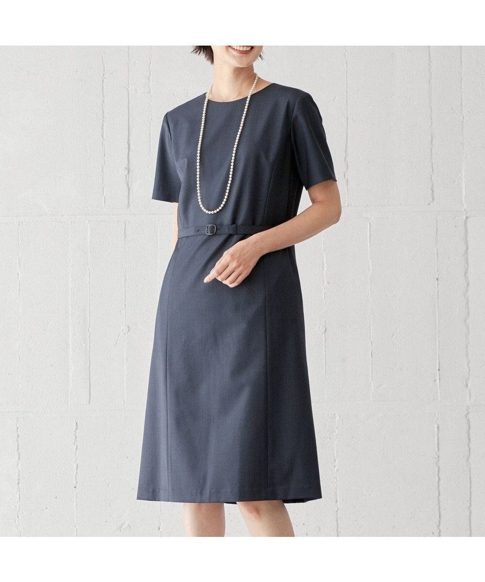 【ジェイ プレス/J.PRESS】のBAHARIYE フレアー ワンピース インテリア・キッズ・メンズ・レディースファッション・服の通販 founy(ファニー) 　ファッション　Fashion　レディースファッション　Fashion for Women　ワンピース　Dresses　春　Spring　切替　Switching, Contrast Panel　ジャケット　Jacket, Outerwear　ストレッチ　Stretch, Stretchy Fabric　フィット　Fit, Slim Fit　無地　Plain, Solid Color　楽ちん　Easy Fit, Comfortable　S/S・春夏　SS, Spring/Summer, Warm Season　夏　Summer　エレガント 上品　Elegant　ネイビー系|ID: prp329100004675833 ipo3291000000033786675