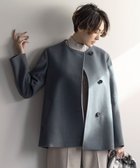 【ジェイ プレス/J.PRESS】のショートビーバー ノーカラーコート ダルブルー系|ID: prp329100004675875 ipo3291000000033786802