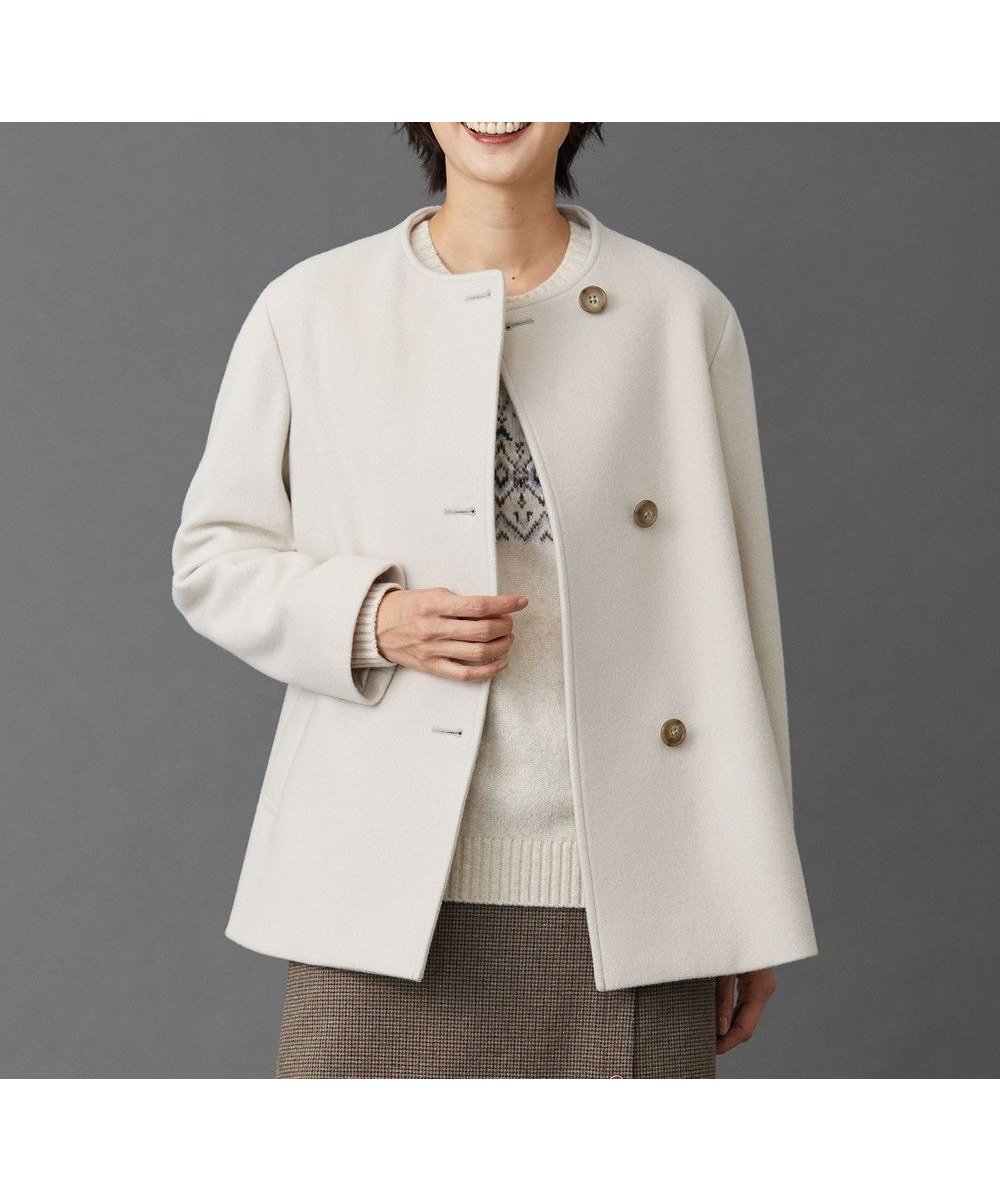 【ジェイ プレス/J.PRESS】のショートビーバー ノーカラーコート インテリア・キッズ・メンズ・レディースファッション・服の通販 founy(ファニー) 　ファッション　Fashion　レディースファッション　Fashion for Women　アウター　Coat / Outerwear Collection　コート・ロングコート・ピーコート　Long Coats, Peacoats & More　レディースジャケット・軽アウター　Jackets　ショート　Short, Short Length　ジャケット　Jacket, Outerwear　タートルネック　Turtleneck, High Neck　マフラー　Scarf, Muffler　ミドル　Middle Length, Mid Height　エレガント 上品　Elegant　A/W・秋冬　Autumn/Winter　ベージュ系|ID: prp329100004675875 ipo3291000000034256106