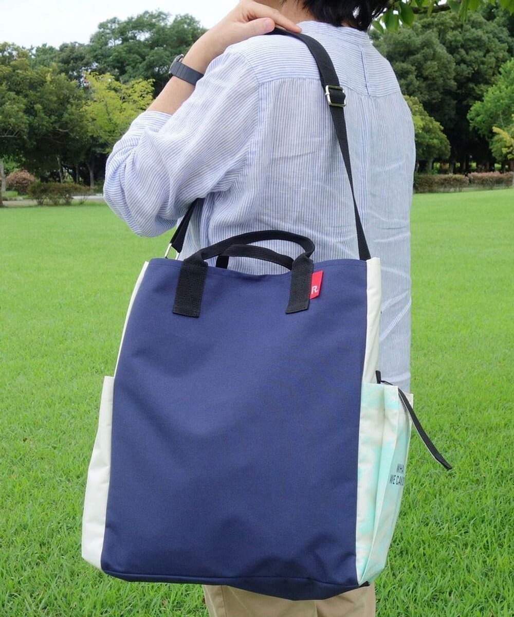 【ルートート/ROOTOTE】の9633【ALLIANCE FOR THE BLUE × ROOTOTE】漁網ナイロン トール2way-A インテリア・キッズ・メンズ・レディースファッション・服の通販 founy(ファニー) 　ファッション　Fashion　レディースファッション　Fashion for Women　バッグ　Bags　アウトドア　Outdoor Clothing　コーティング　Coating, Coated Finish　傘　Umbrella, Parasol　ショルダー　Shoulder, Shoulder Strap　プリント　Print, Printed Pattern　ボックス　Boxy, Box Shape　ポケット　Pocket, Pocket Detail　01:ブルー|ID: prp329100004675878 ipo3291000000034256112