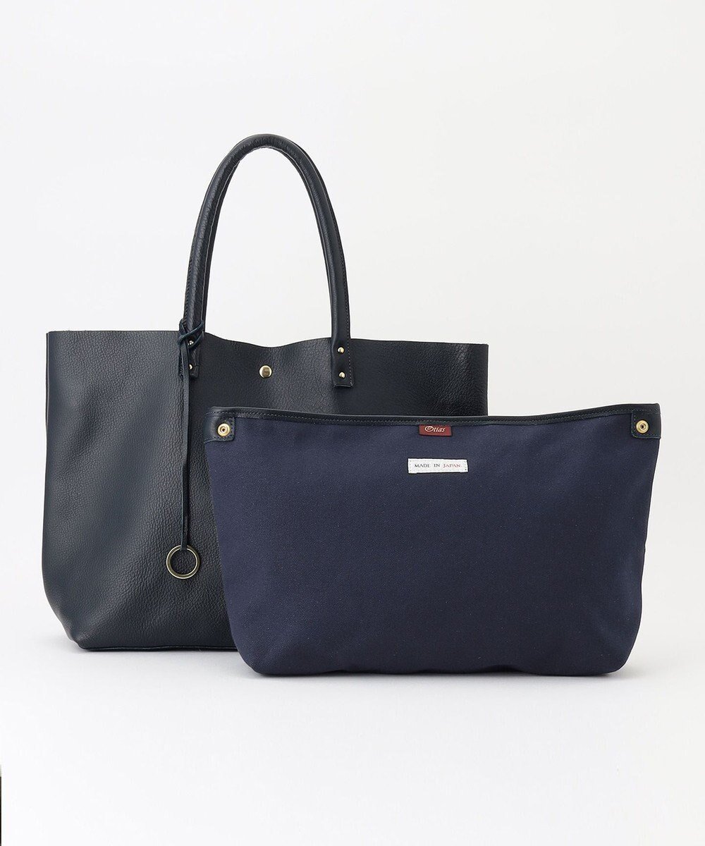 【アンビリオン/UNBILLION】の【テレビ ドラマ着用アイテム】Otias シュリンクレザートートバッグ インテリア・キッズ・メンズ・レディースファッション・服の通販 founy(ファニー) 　ファッション　Fashion　レディースファッション　Fashion for Women　バッグ　Bags　キャンバス　Canvas, Canvas Fabric　シンプル　Simple, Minimal　チャーム　Charm, Pendant　フロント　Front, Front Design　ポーチ　Pouch, Small Case　日本製　Made In Japan　夏　Summer　ネイビー|ID: prp329100004675880 ipo3291000000034256123