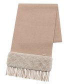 【ムーンバット/MOONBAT】の【WEB限定】フルラ (FURLA)エコファー付きマフラー 無地×キルト風 ウールマフラー ロゴプレート付き ベージュ|ID: prp329100004675889 ipo3291000000035713402