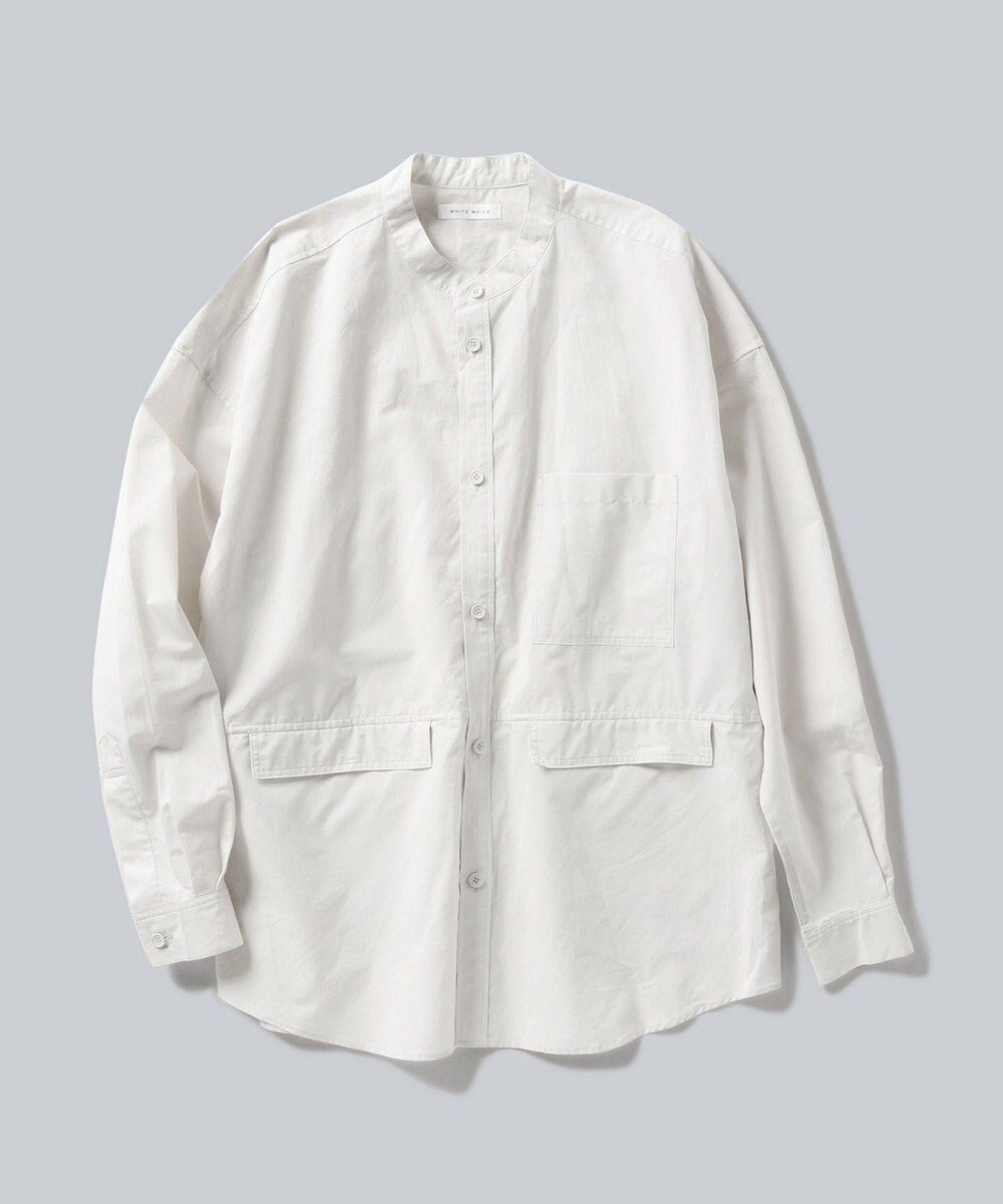 【ホワイトメイルズ/WHITE MAILS】の【UNISEX】COTTON PAPER POPLIN BAND COLLAR SHIRT シャツ インテリア・キッズ・メンズ・レディースファッション・服の通販 founy(ファニー) 　ファッション　Fashion　レディースファッション　Fashion for Women　トップス・カットソー　Cut & Sew Tops　シャツ・ブラウス・オフィスカジュアル　Elegant Blouses & Button-Ups　フラップ　Flap, Flap Pocket　ベーシック　Basic, Essential　ポケット　Pocket, Pocket Detail　ユニセックス　Unisex, Genderless　A/W・秋冬　Autumn/Winter　S/S・春夏　SS, Spring/Summer, Warm Season　夏　Summer　オフホワイト|ID: prp329100004675924 ipo3291000000033787007