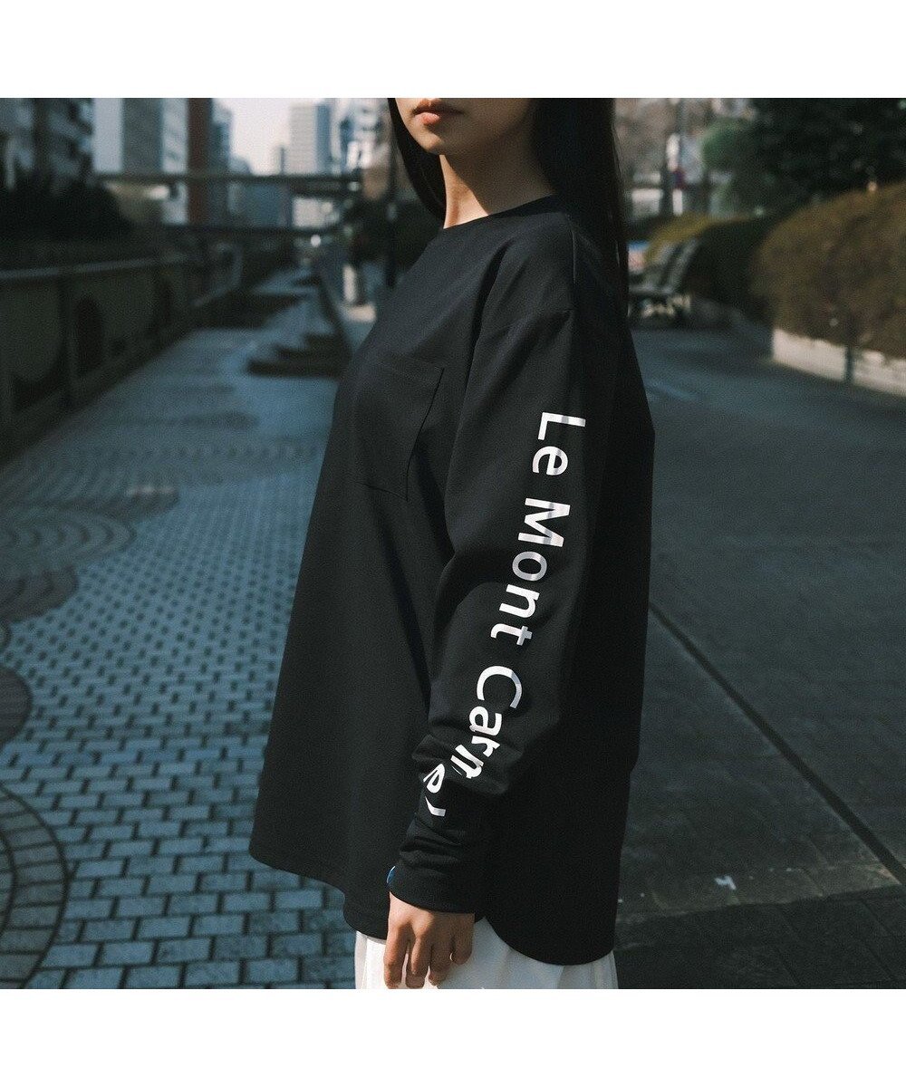 【シェアパーク/SHARE PARK】の【UNISEX】吸水速乾 ショルダーロゴロングスリーブTシャツ(S・Mサイズ) インテリア・キッズ・メンズ・レディースファッション・服の通販 founy(ファニー) 　ファッション　Fashion　レディースファッション　Fashion for Women　トップス・カットソー　Cut & Sew Tops　シャツ・ブラウス・オフィスカジュアル　Elegant Blouses & Button-Ups　ロングTシャツ・Tシャツ　Longline T-Shirts & Tees　カットソー・ベーシックTシャツ　Cut-and-Sewn Tops / Stretch Tees & Basics　ユニセックス　Unisex, Genderless　カットソー　Cut and Sewn Top　吸水　Absorbent, Quick-Dry　A/W・秋冬　Autumn/Winter　ブラック|ID: prp329100004675927 ipo3291000000033787022