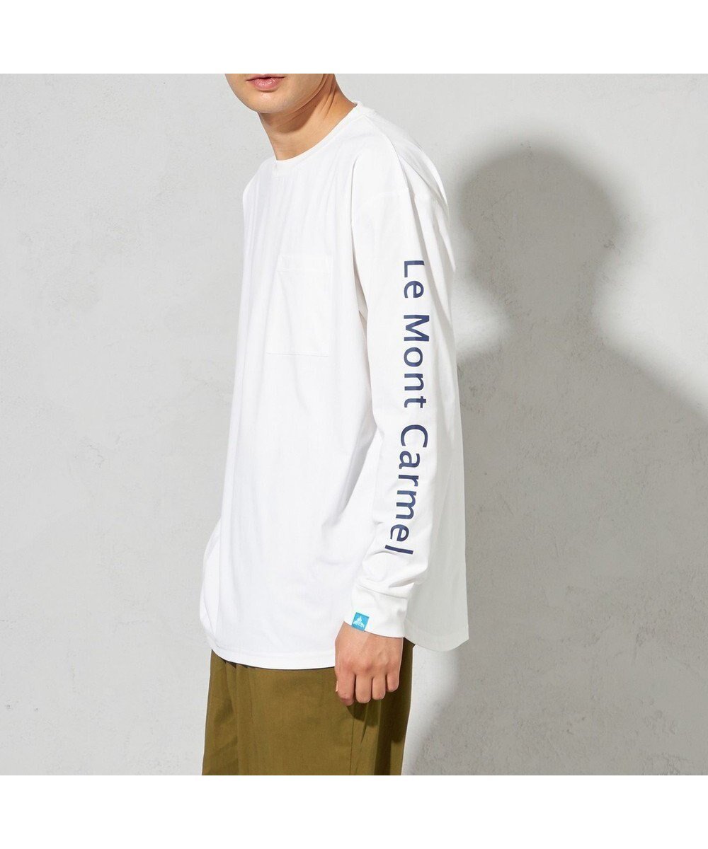 【シェアパーク/SHARE PARK / MEN】の【UNISEX】吸水速乾 ショルダーロゴロングスリーブTシャツ(L・XLサイズ) インテリア・キッズ・メンズ・レディースファッション・服の通販 founy(ファニー) 　ファッション　Fashion　レディースファッション　Fashion for Women　トップス・カットソー　Cut & Sew Tops　シャツ・ブラウス・オフィスカジュアル　Elegant Blouses & Button-Ups　ロングTシャツ・Tシャツ　Longline T-Shirts & Tees　カットソー・ベーシックTシャツ　Cut-and-Sewn Tops / Stretch Tees & Basics　ユニセックス　Unisex, Genderless　カットソー　Cut and Sewn Top　吸水　Absorbent, Quick-Dry　A/W・秋冬　Autumn/Winter　ホワイト|ID: prp329100004675928 ipo3291000000034365686