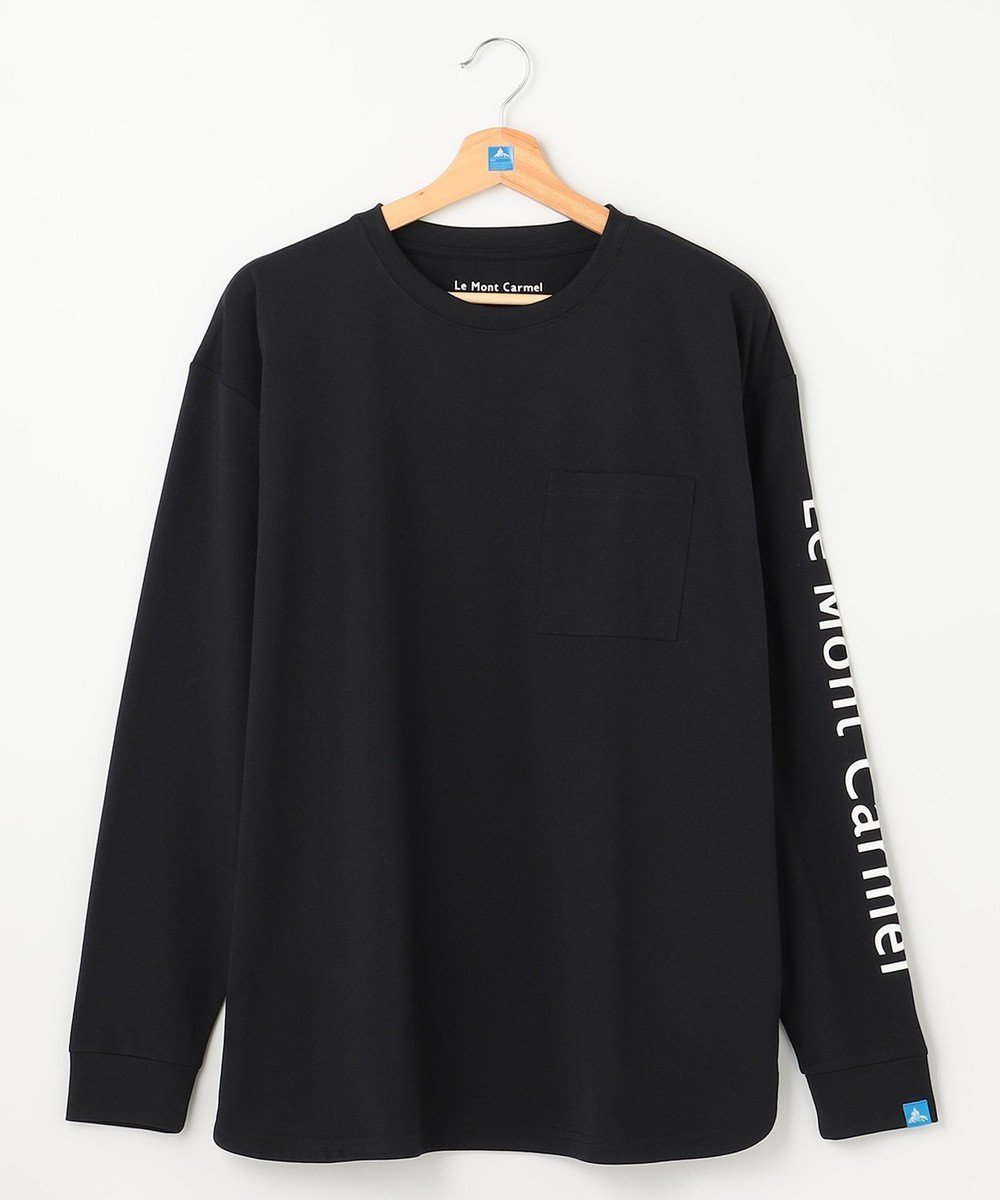 【シェアパーク/SHARE PARK / MEN】の【UNISEX】吸水速乾 ショルダーロゴロングスリーブTシャツ(L・XLサイズ) インテリア・キッズ・メンズ・レディースファッション・服の通販 founy(ファニー) 　ファッション　Fashion　レディースファッション　Fashion for Women　トップス・カットソー　Cut & Sew Tops　シャツ・ブラウス・オフィスカジュアル　Elegant Blouses & Button-Ups　ロングTシャツ・Tシャツ　Longline T-Shirts & Tees　カットソー・ベーシックTシャツ　Cut-and-Sewn Tops / Stretch Tees & Basics　ユニセックス　Unisex, Genderless　カットソー　Cut and Sewn Top　吸水　Absorbent, Quick-Dry　A/W・秋冬　Autumn/Winter　ブラック|ID: prp329100004675928 ipo3291000000034365688