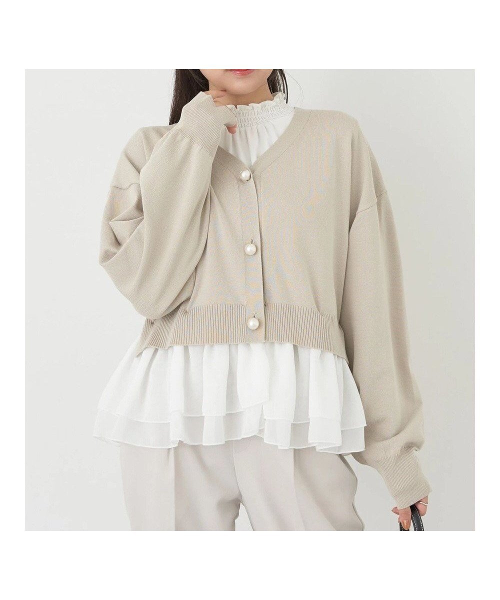 【アースミュージックアンドエコロジー/earth music&ecology】のマルチwayペプラムニットカーディガン インテリア・キッズ・メンズ・レディースファッション・服の通販 founy(ファニー) ファッション Fashion レディースファッション Fashion for Women トップス・カットソー Cut & Sew Tops ニット Knit Tops & Sweaters カーディガン・羽織り Layered Style Cardigans カーディガン Cardigan, Knitwear パール Pearl, Pearl Accent フリル Frill, Ruffle ポケット Pocket, Pocket Detail エレガント 上品 Elegant 夏 Summer 春 Spring S/S・春夏 SS, Spring/Summer, Warm Season Beige|ID: prp329100004676095 ipo3291000000034284235